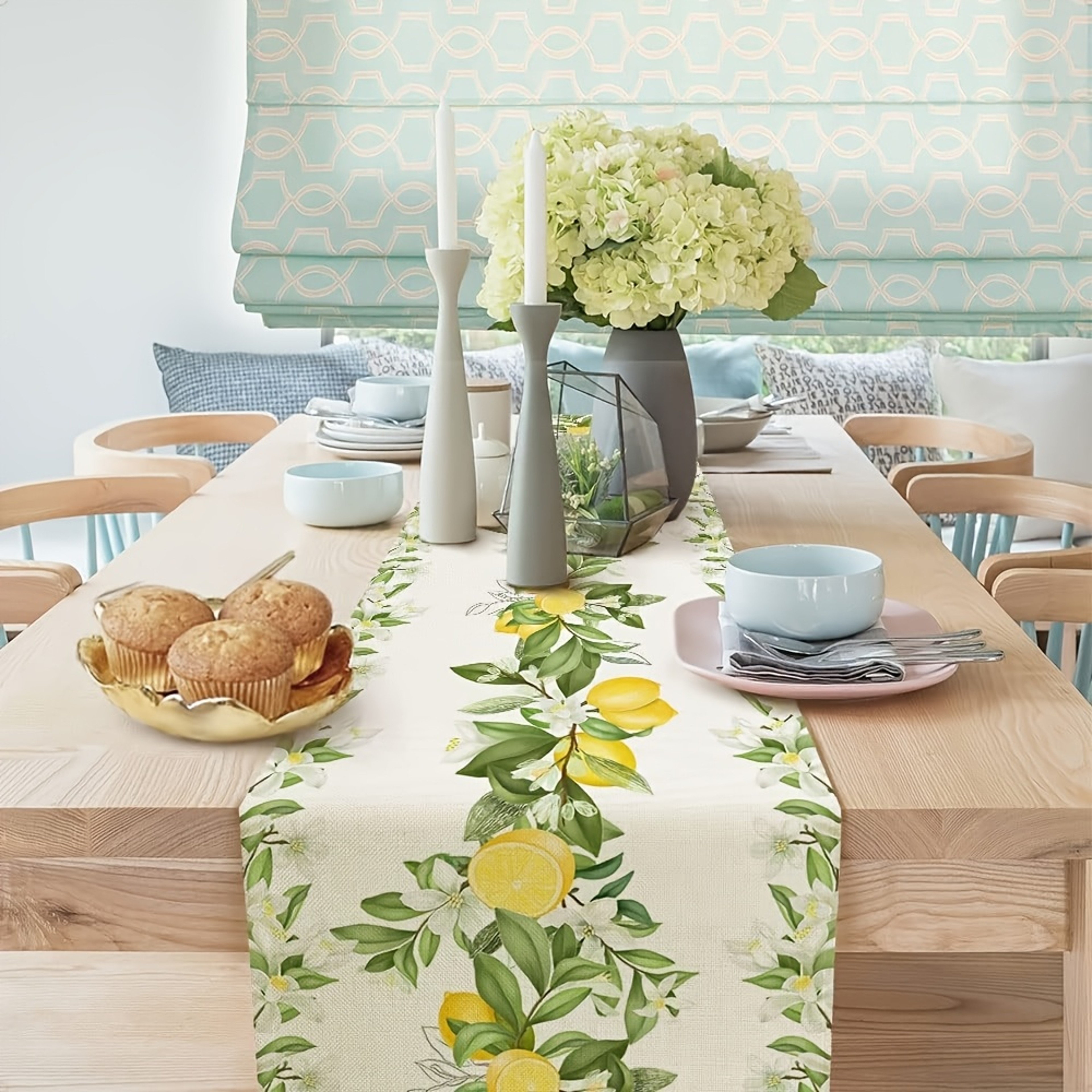 Fresh Lemon Table Runner for Spring Summer Farmhouse Kitchen Decor – view 3
