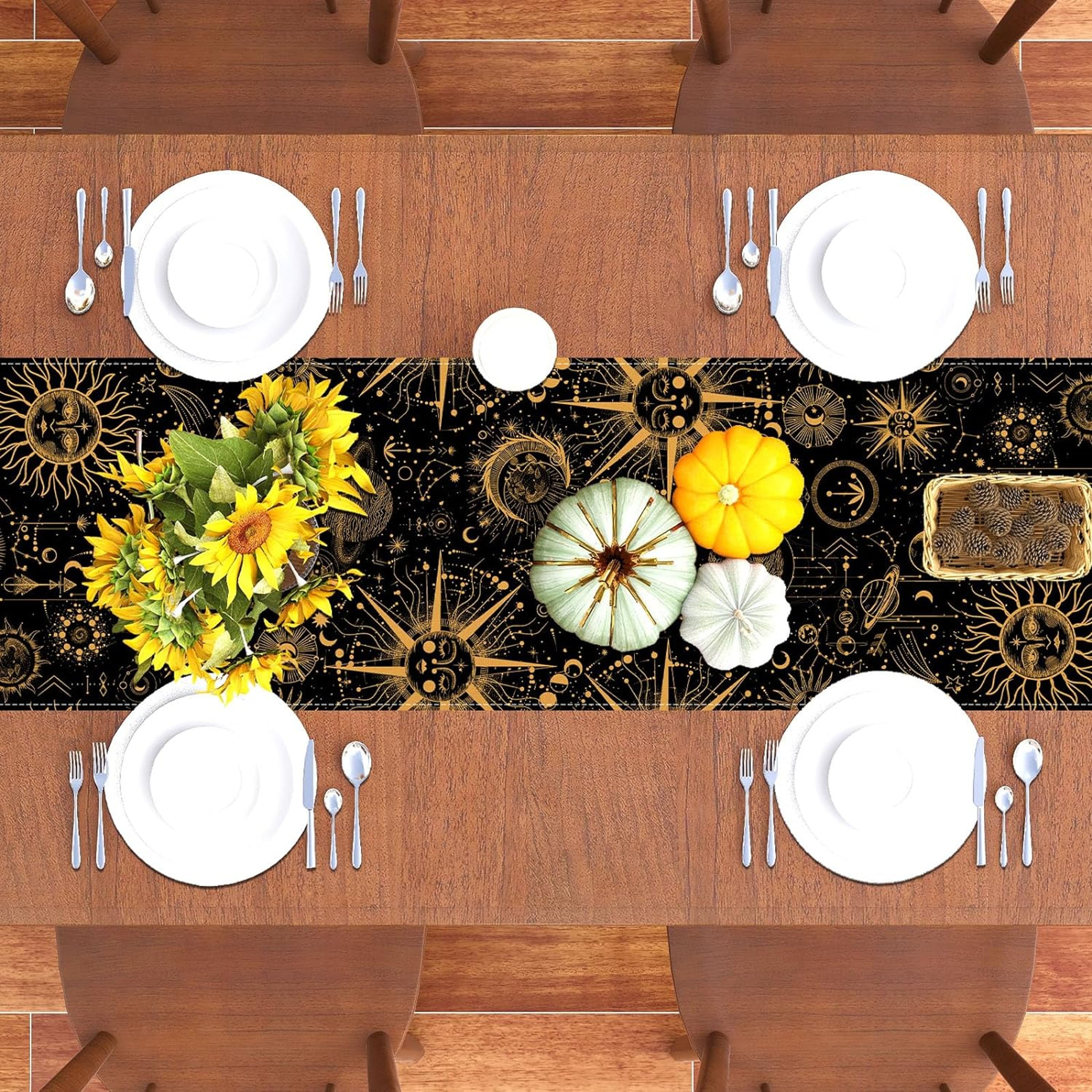 Ouija Board Table Runner for Gothic Table Decor and Astrology Inspired Dining – view 5