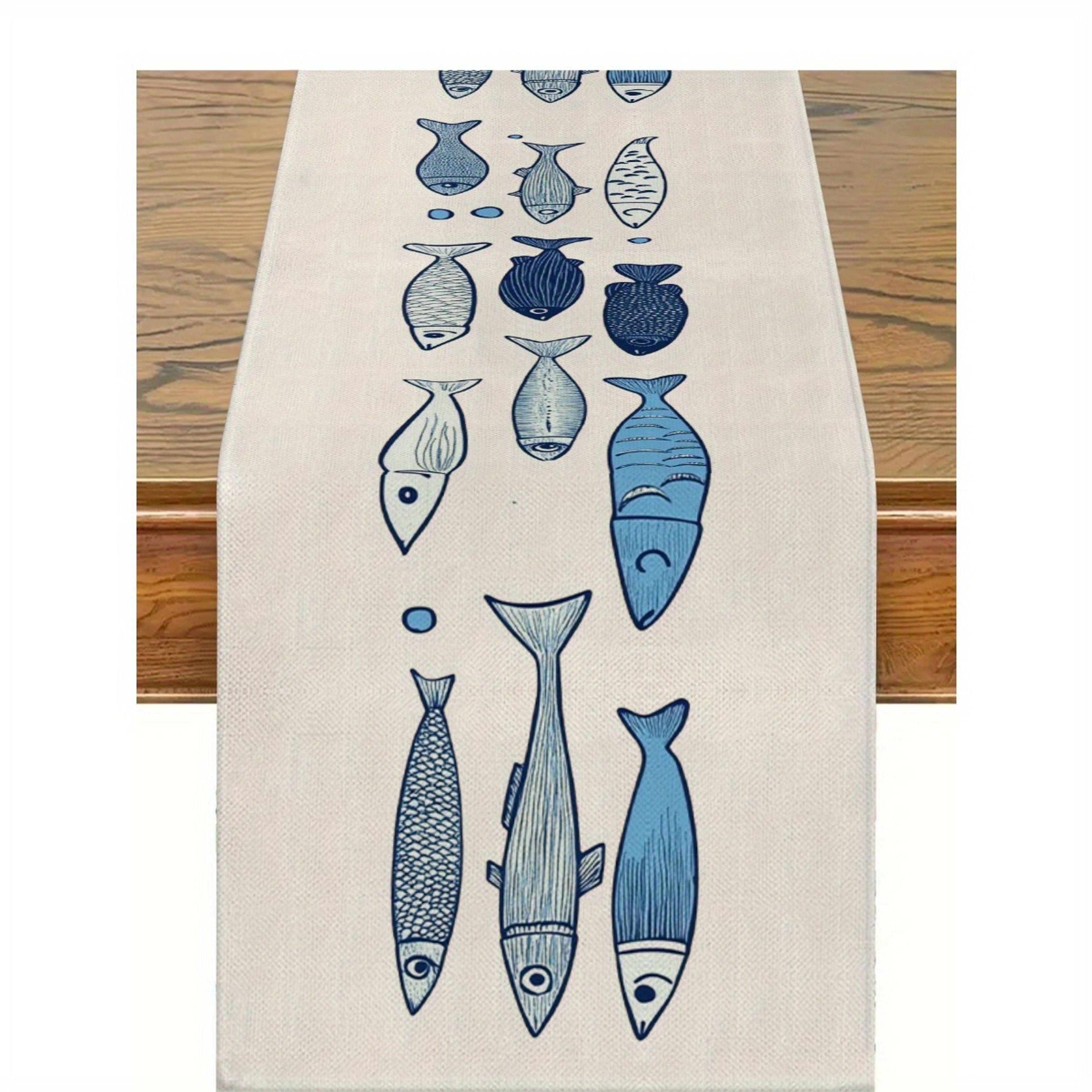 Ocean Fish Coastal Table Runner For Kitchen Dining And Party Decor 5