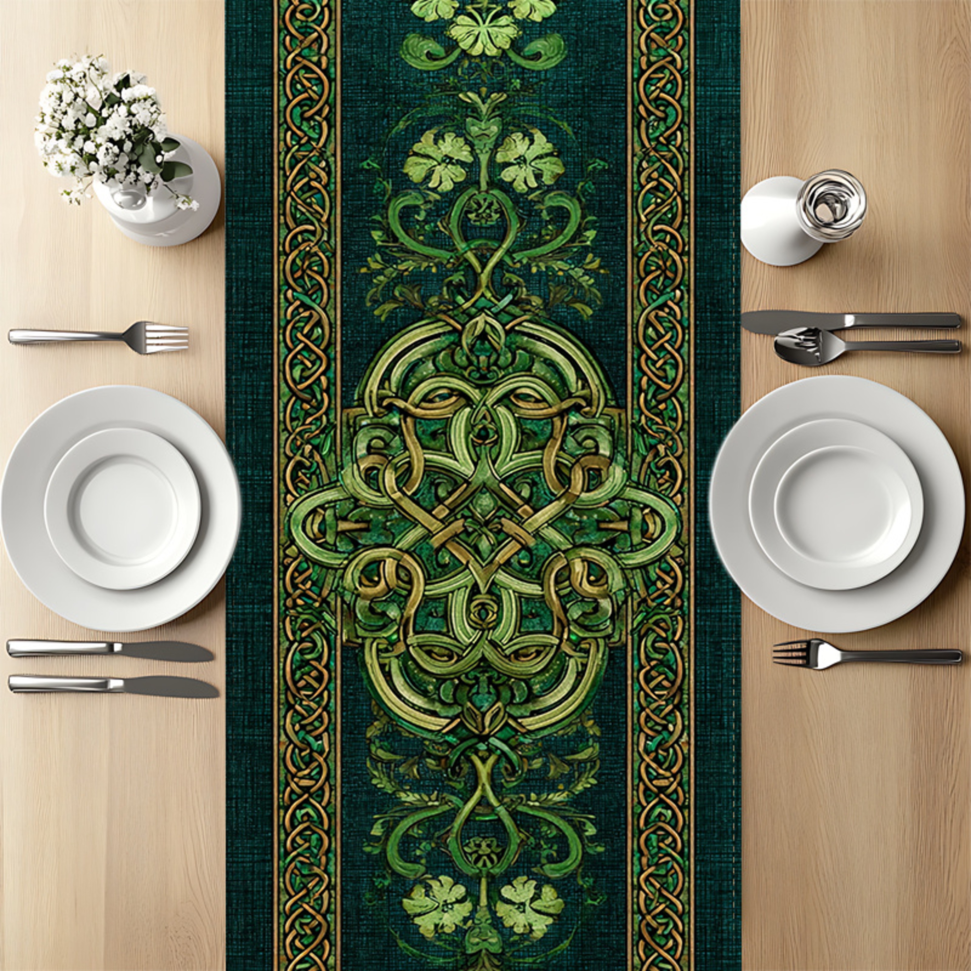Celtic Clover Table Runner for Irish Table Decor – view 2