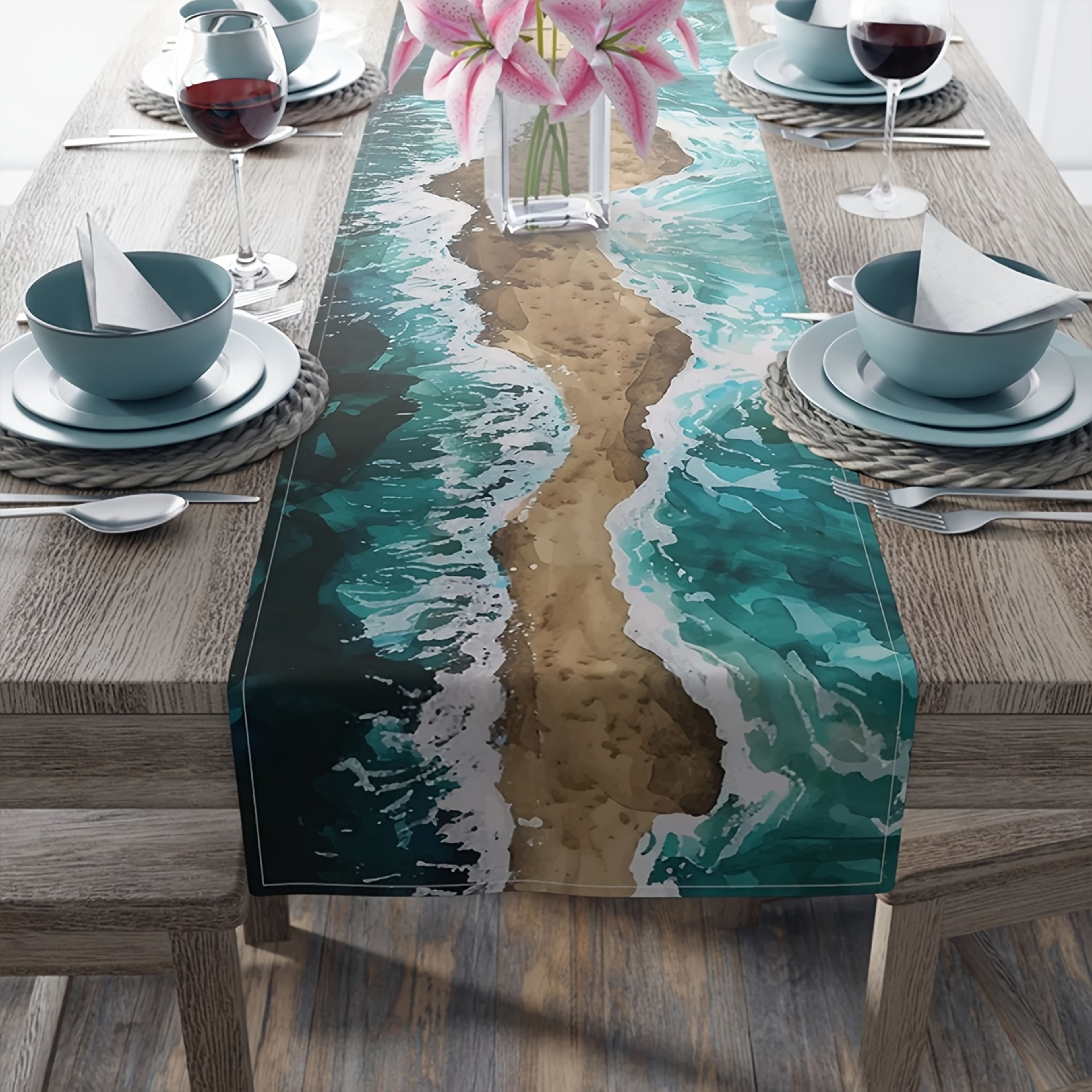 Red Sea Split Design Table Runner For Passover Farmhouse Table Decor 0