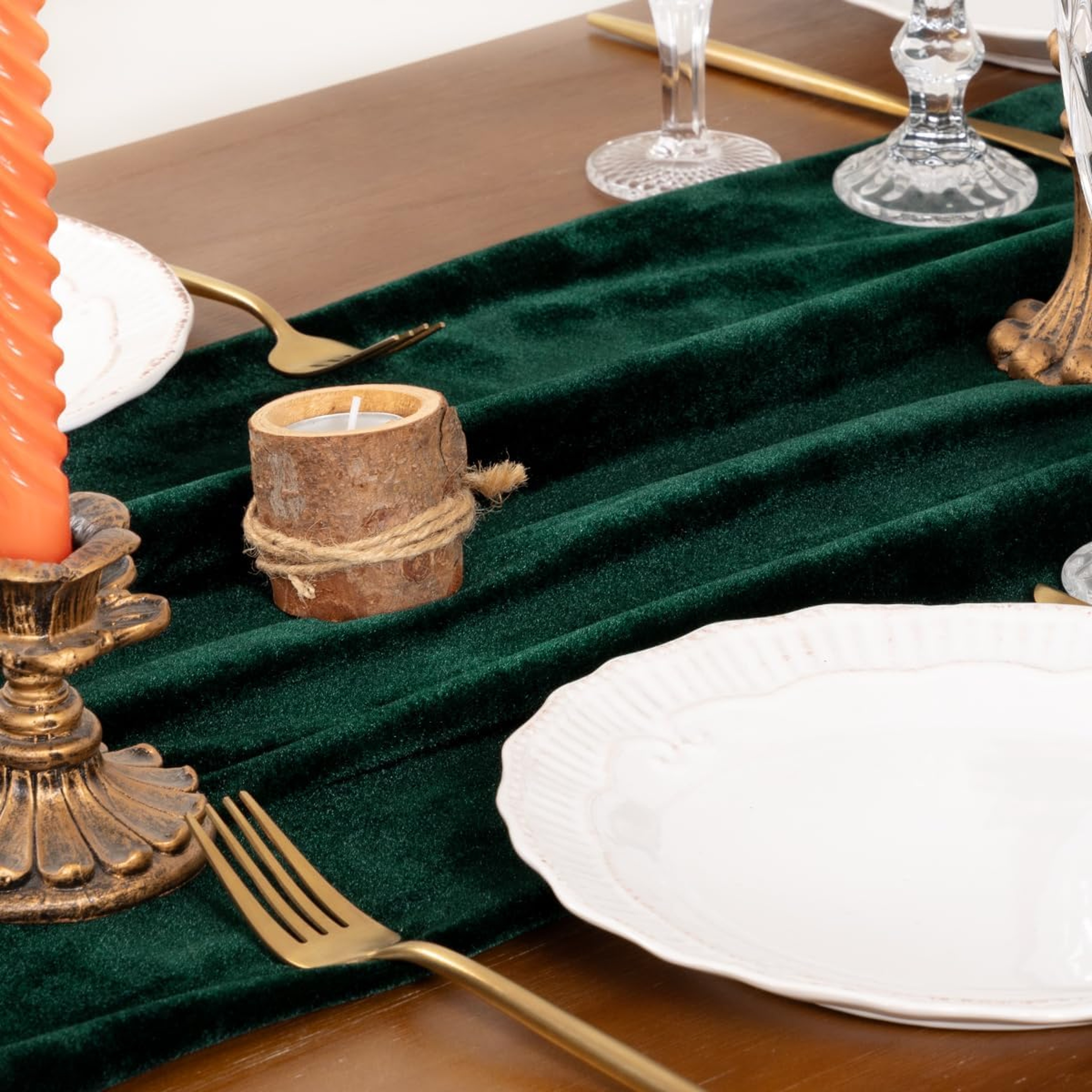 Emerald Green Velvet Table Runner for Weddings Christmas and Party Decor – view 5
