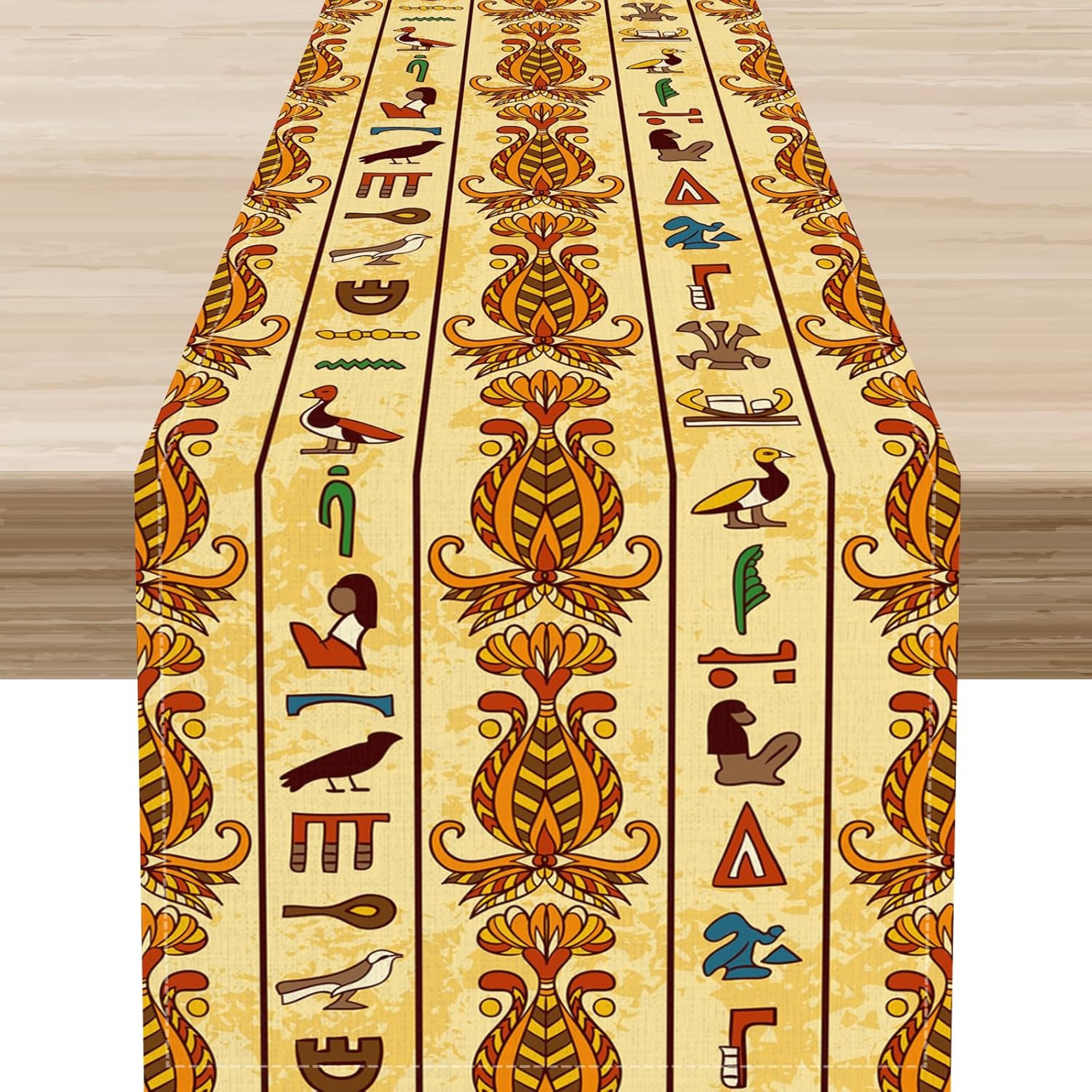Egyptian Hieroglyphics Table Runner Pharaoh Dining Decor For Kitchen And Parties 0