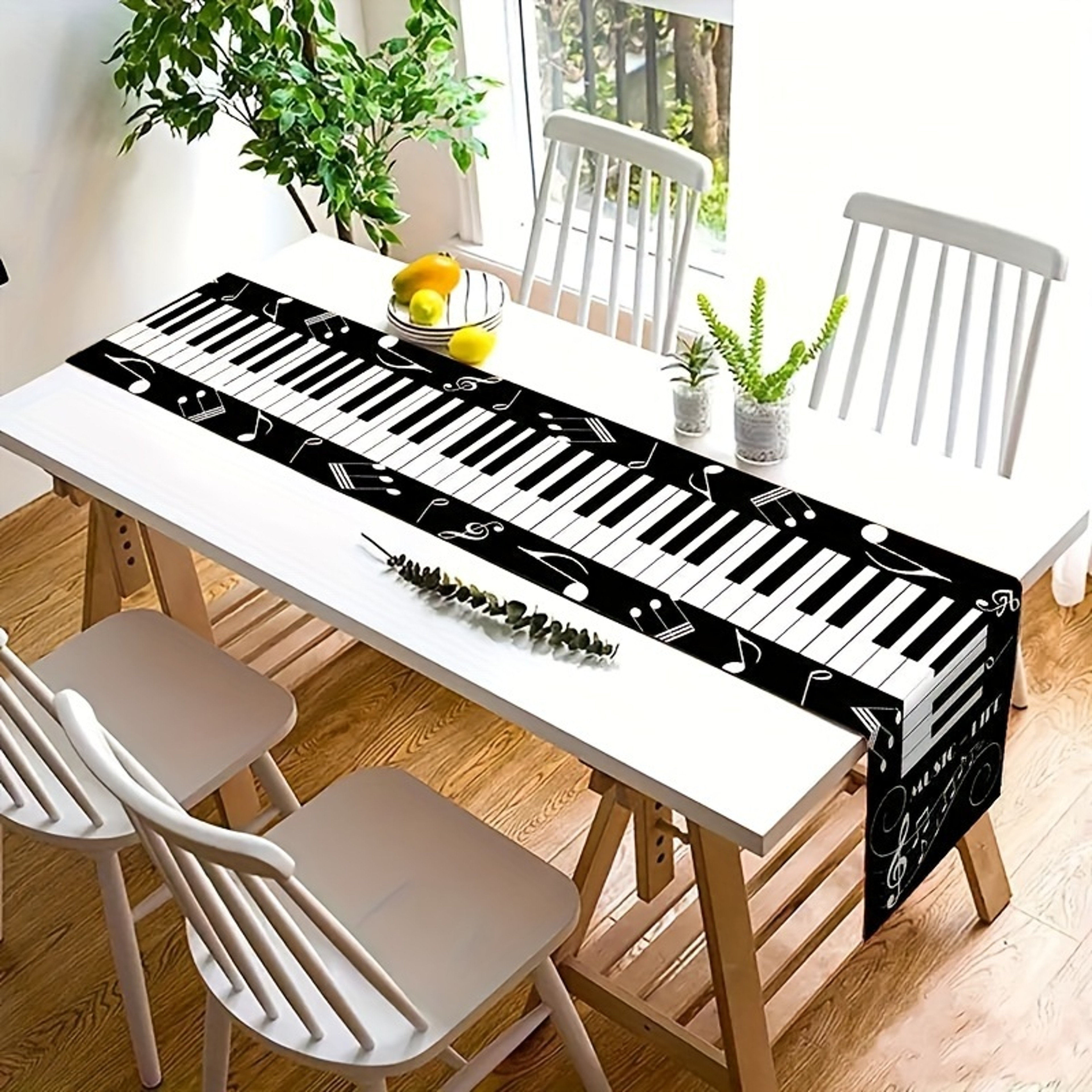 Piano Keys Music Note Table Runner For Dining Room Decor 3