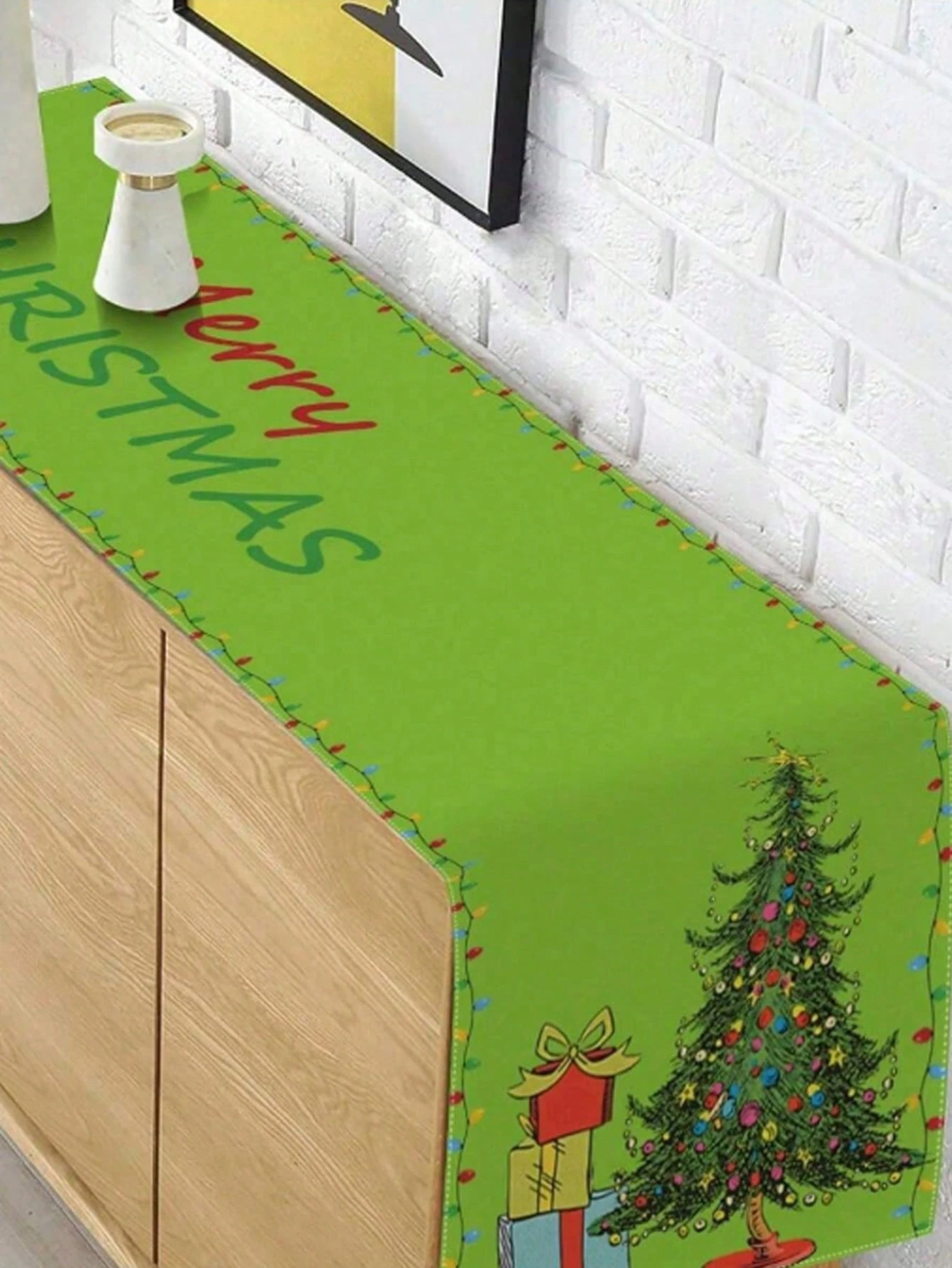 Grinch Style Christmas Table Runner For Whimsical Holiday Dining Decor 3