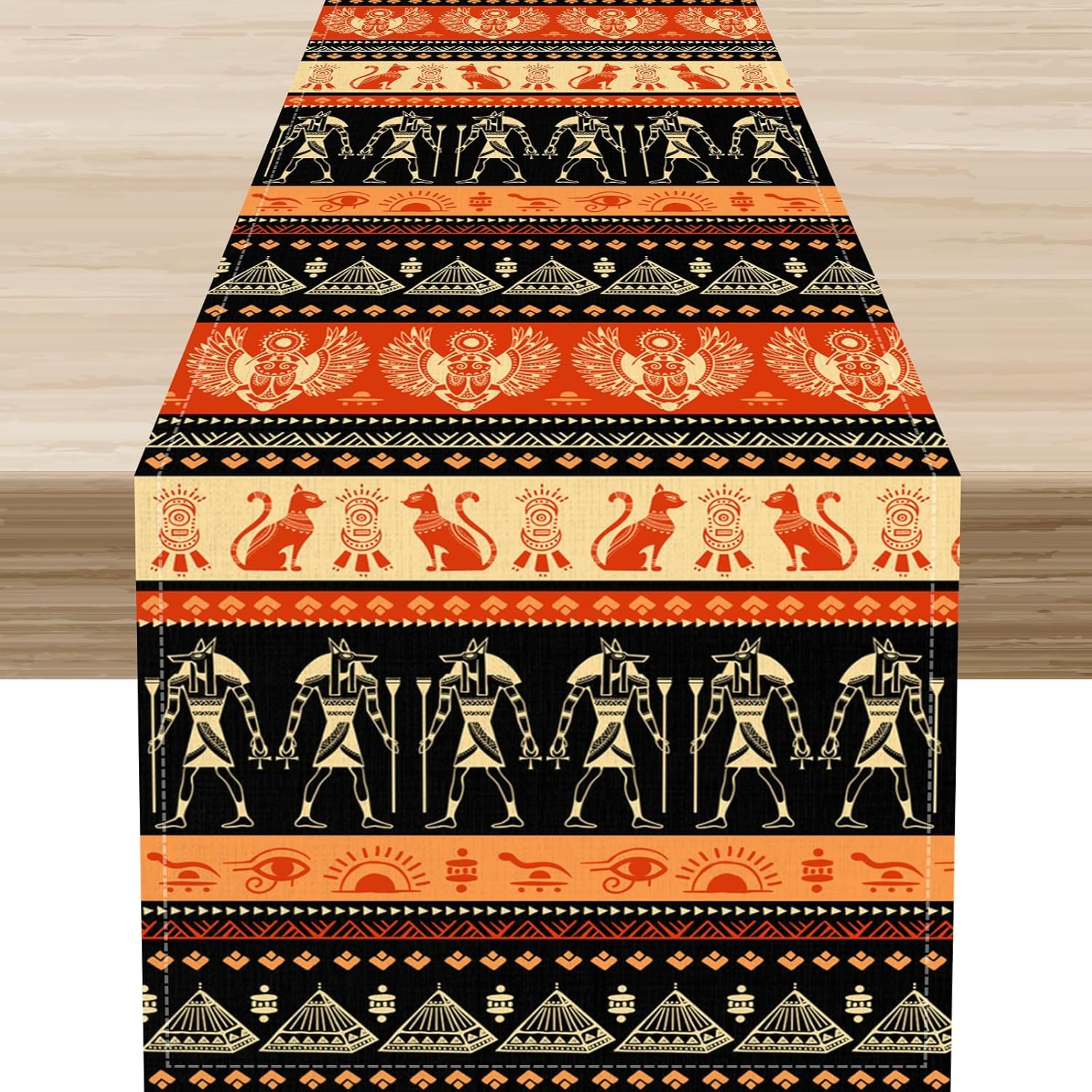 Ancient Egypt Hieroglyphic Table Runner Washable Dining Decor 4