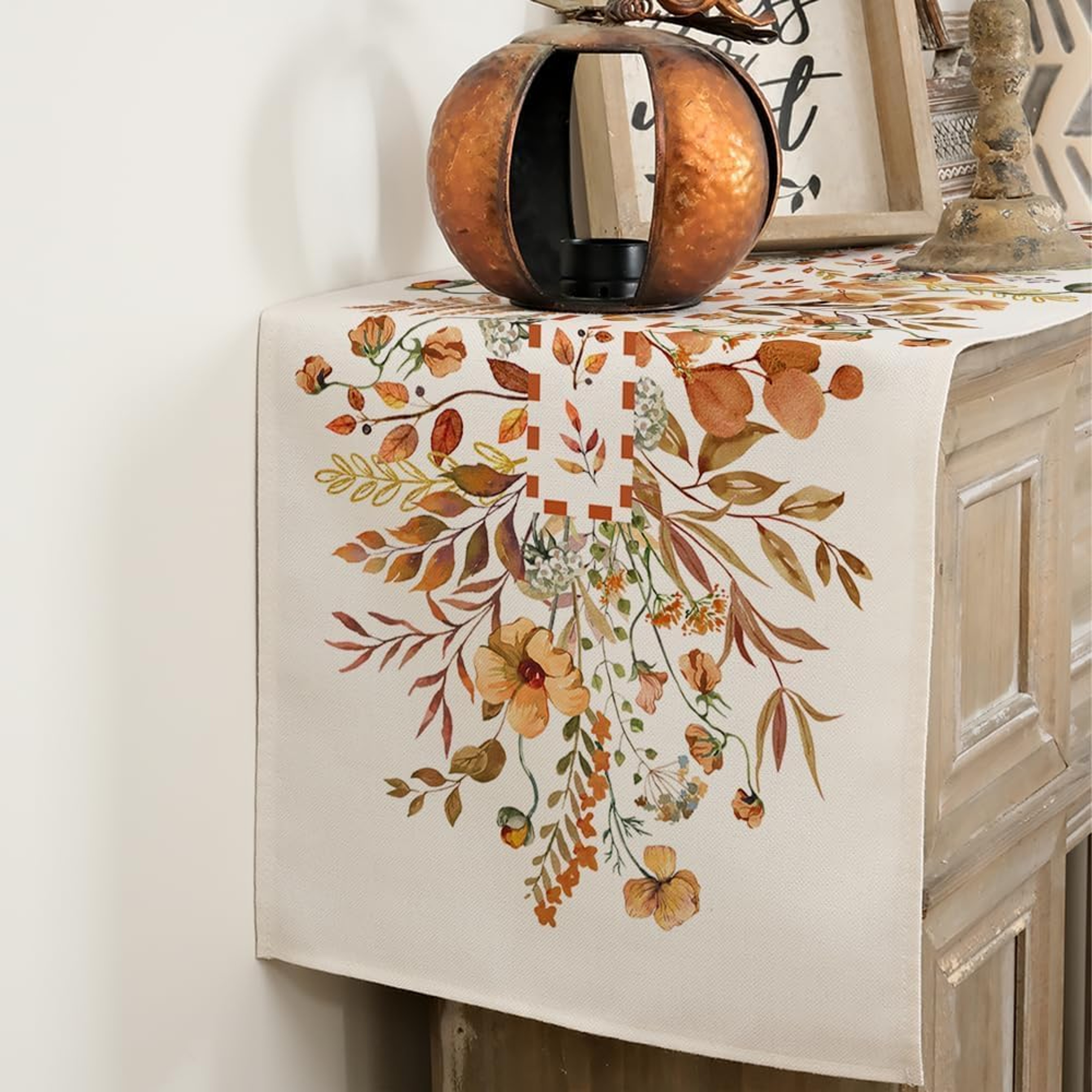 Autumn Wildflower Linen Thanksgiving Table Runner for Fall Dining Decor – view 5