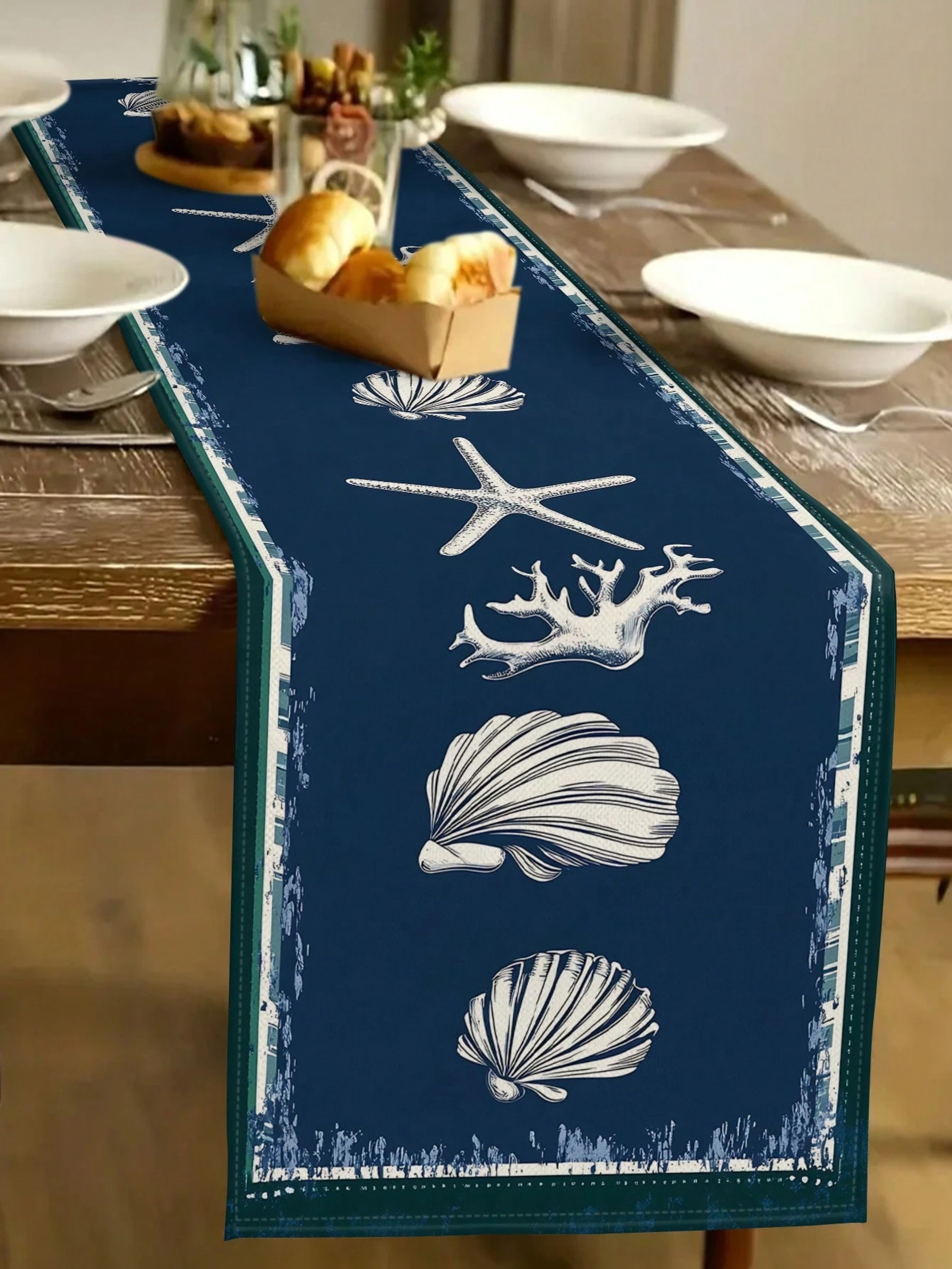 Coastal Fish Table Runner For Nautical Beach Dining Decor 2