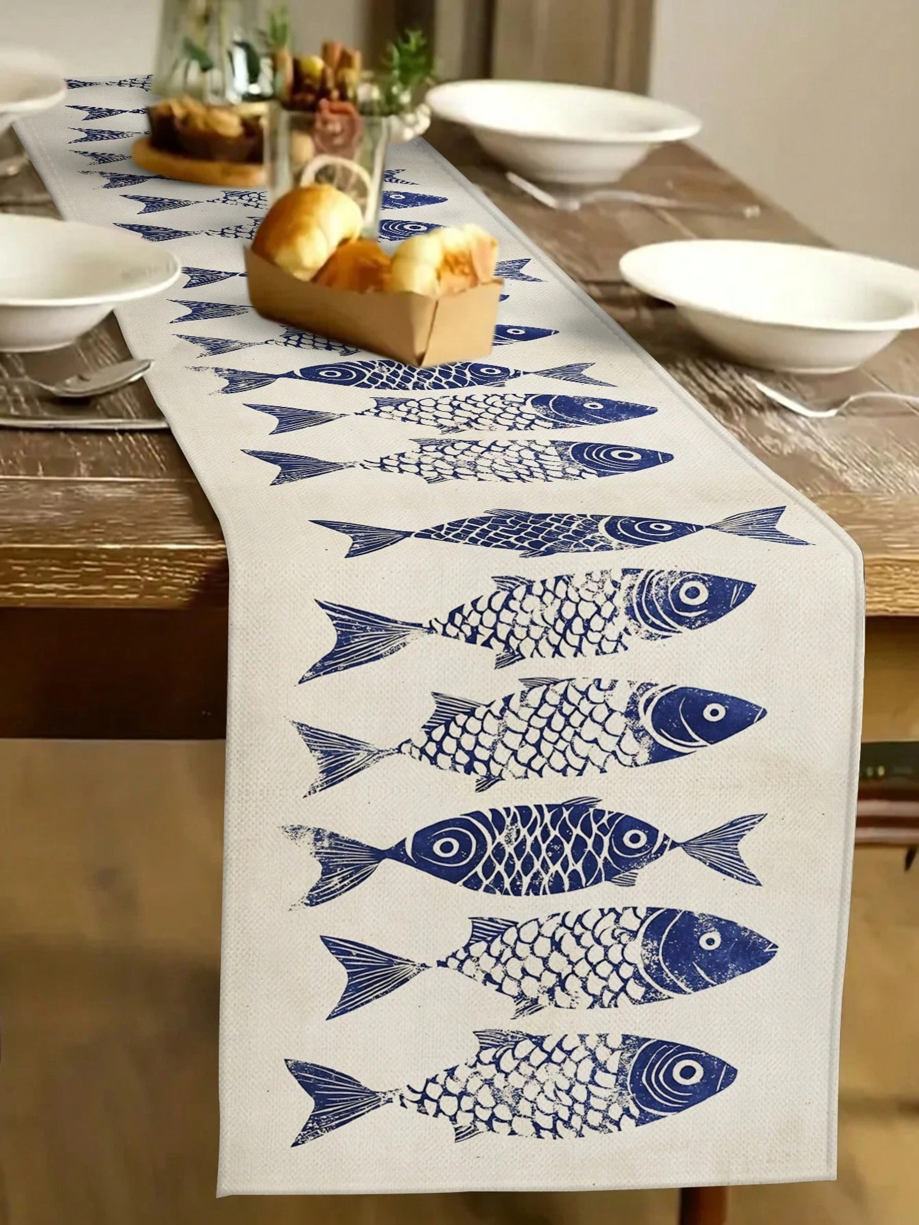 Coastal Fish Table Runner For Nautical Beach Dining Decor 3