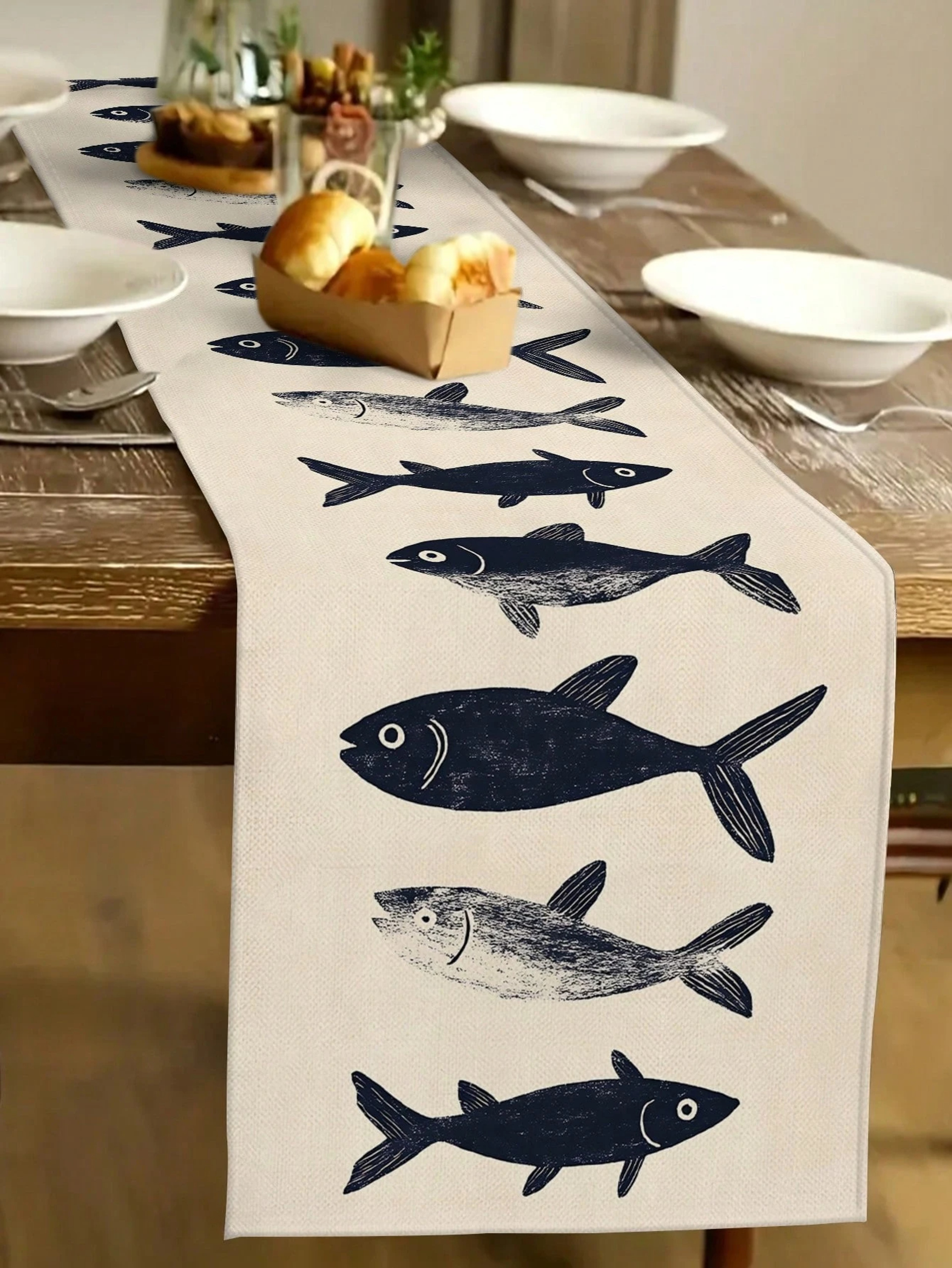 Coastal Fish Table Runner For Nautical Beach Dining Decor 6