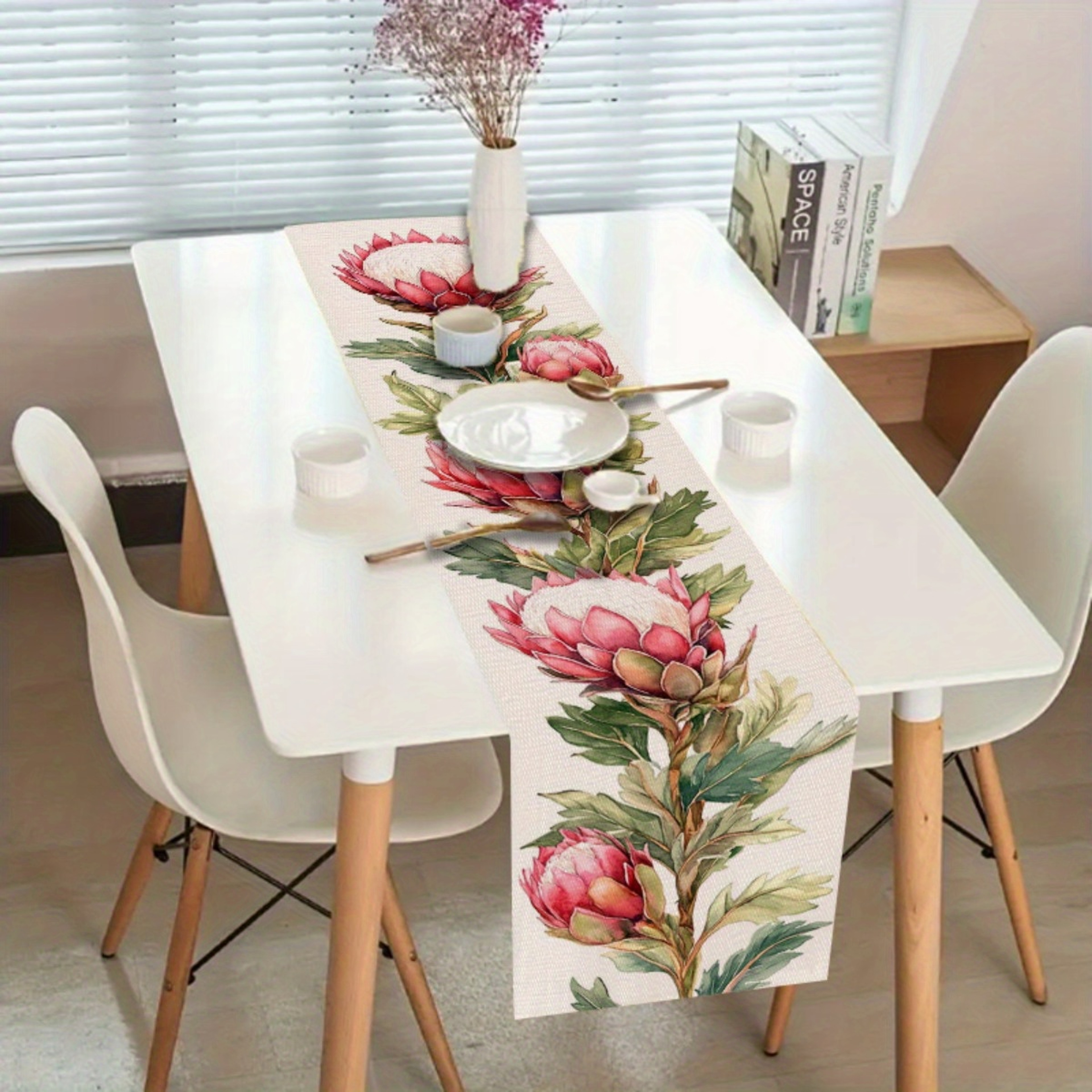 Elegant Protea Floral Table Runner for Romantic Table Decor & Valentines Centerpiece – view 1