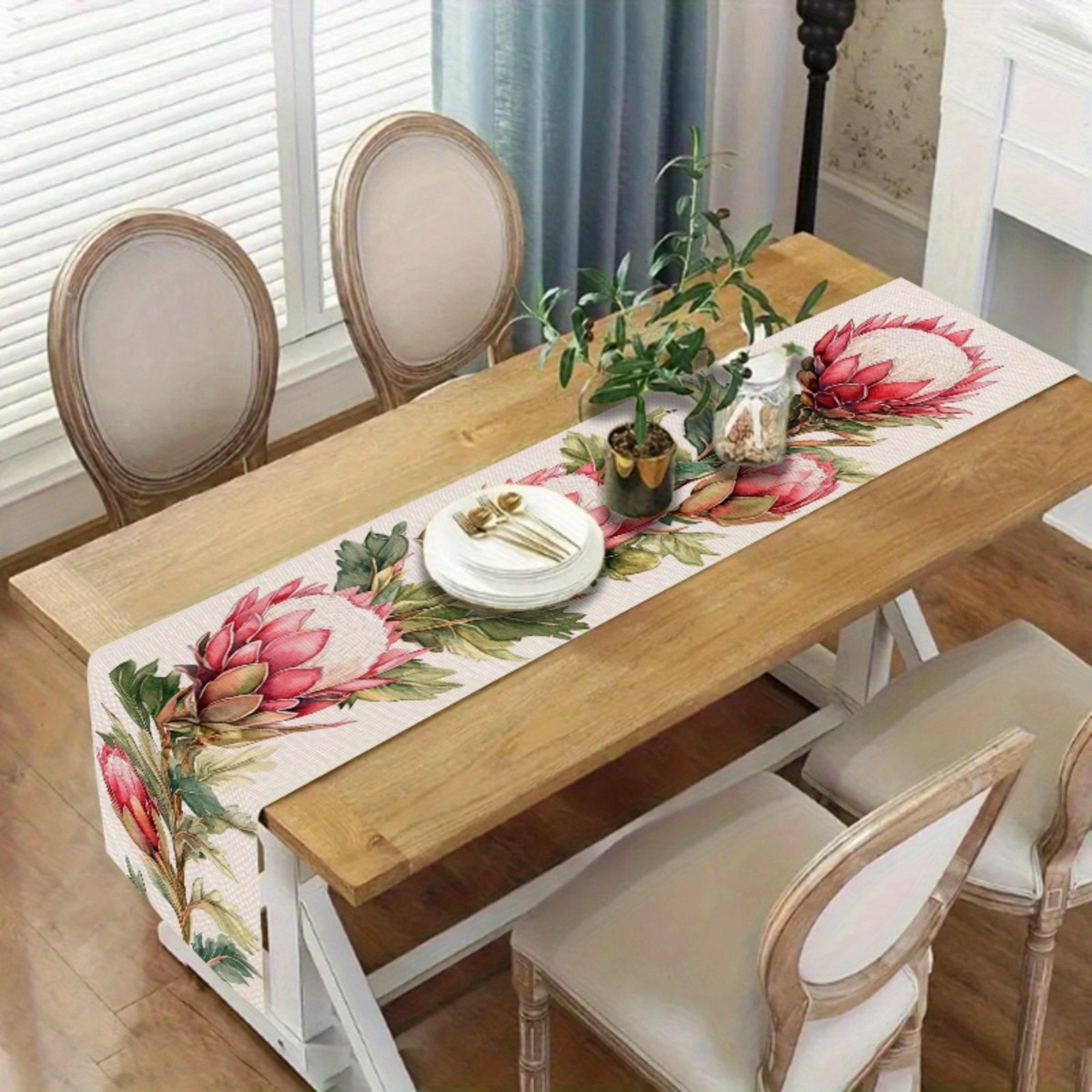 Elegant Protea Floral Table Runner for Romantic Table Decor & Valentines Centerpiece – view 2