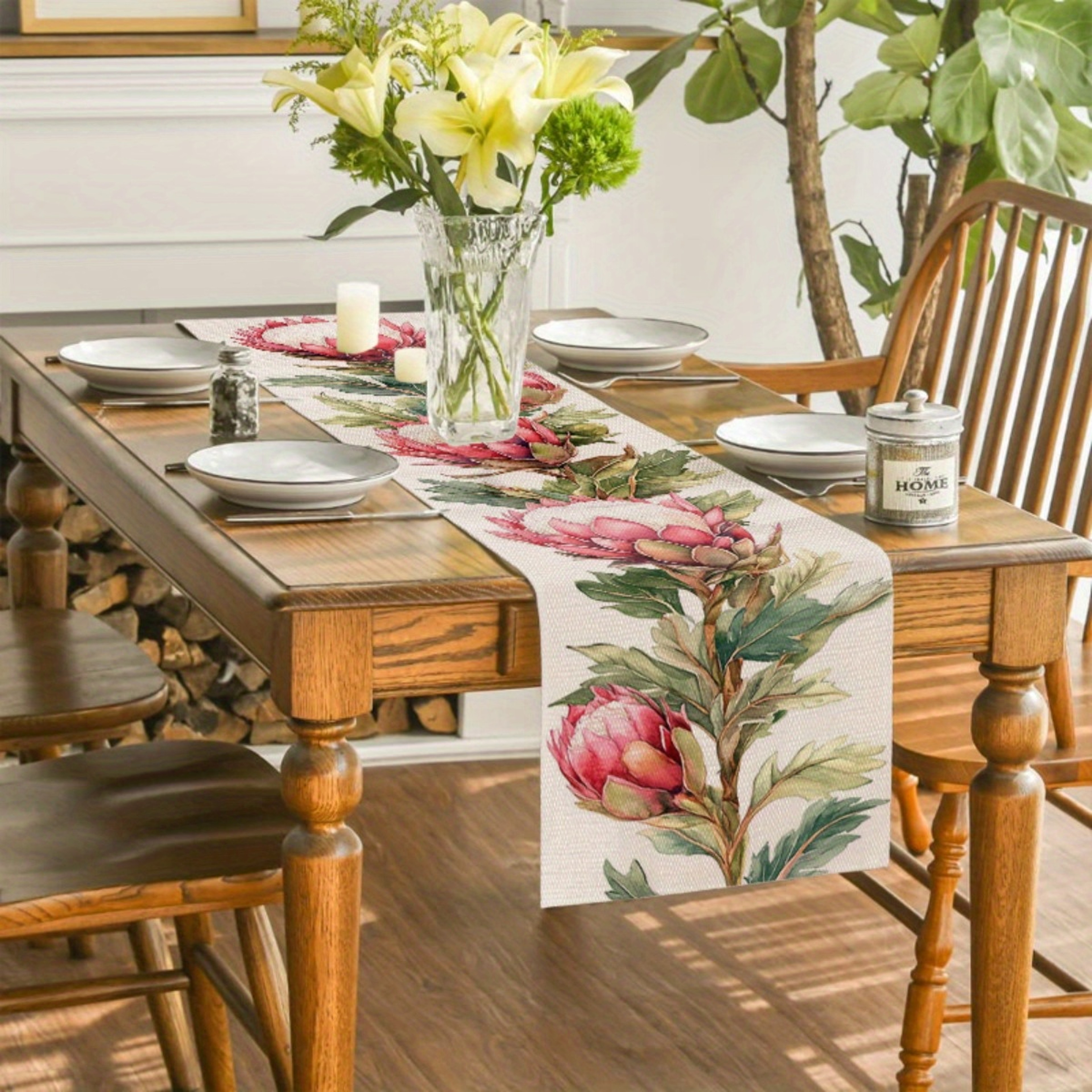 Elegant Protea Floral Table Runner for Romantic Table Decor & Valentines Centerpiece – view 3
