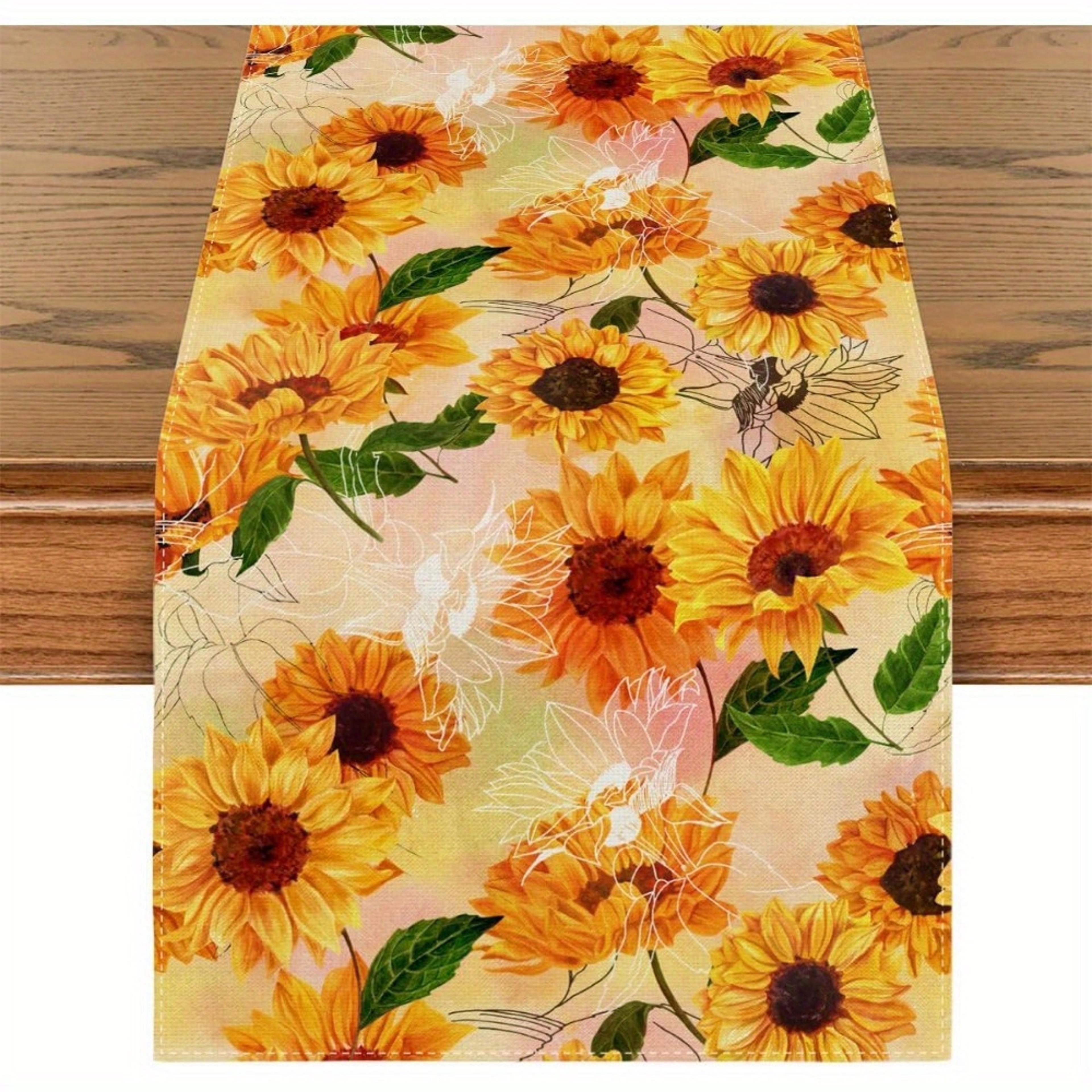 Sunflower Yellow Floral Table Runner For Dining  Home Decor 5