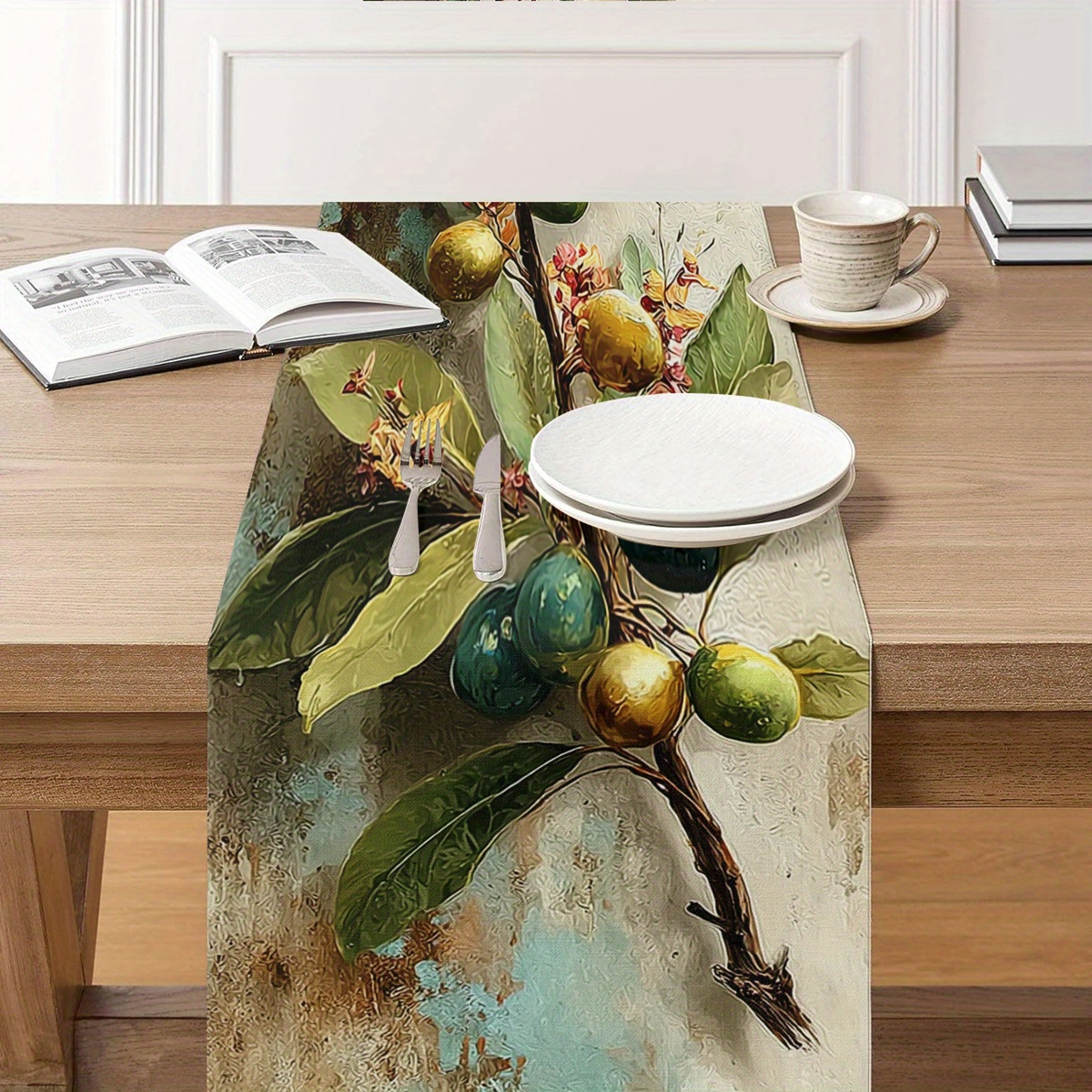 Vintage Olive Branch Wall Flag Retro Oil Painting Table Decor For Restaurants  European BBs 1