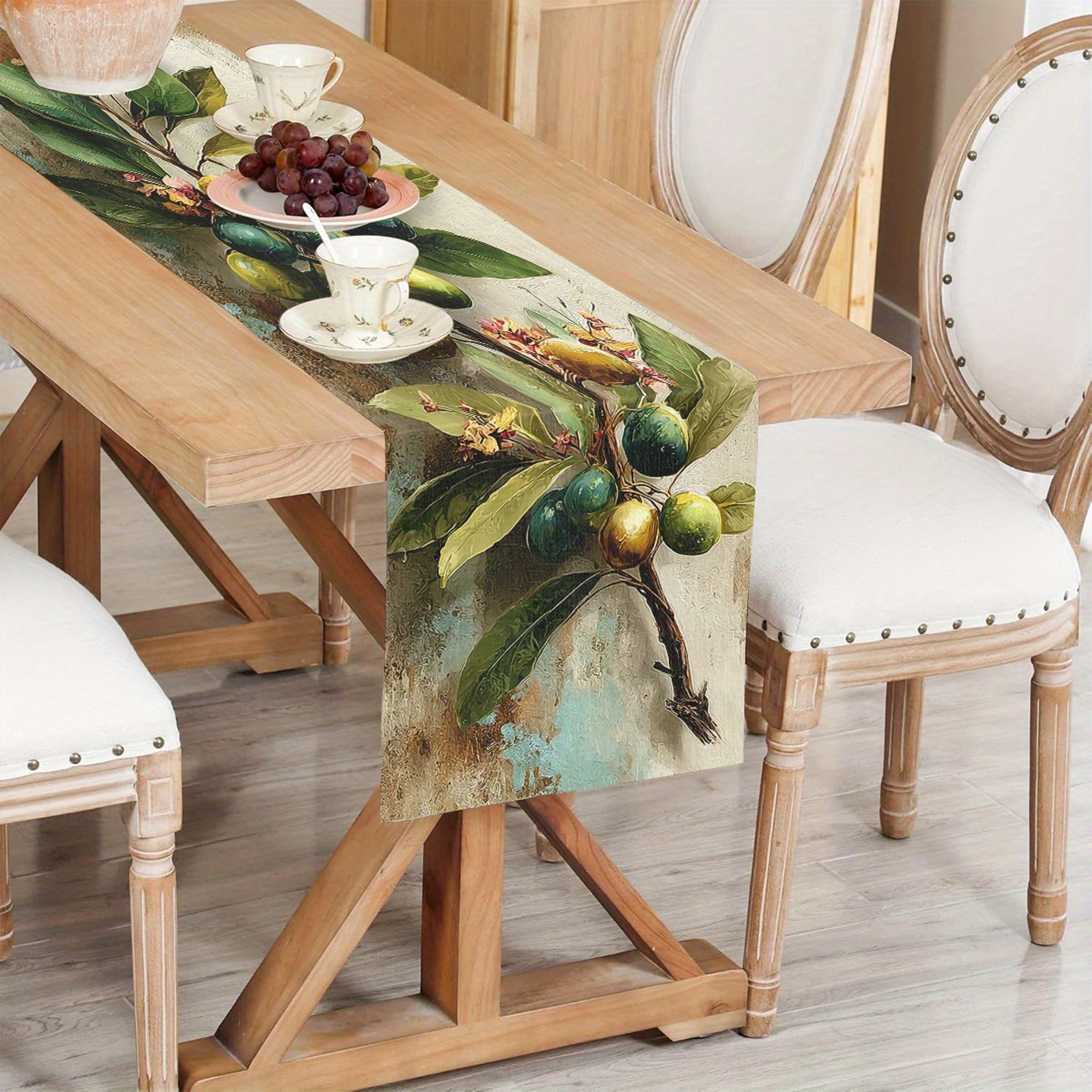 Vintage Olive Branch Wall Flag Retro Oil Painting Table Decor For Restaurants  European BBs 4
