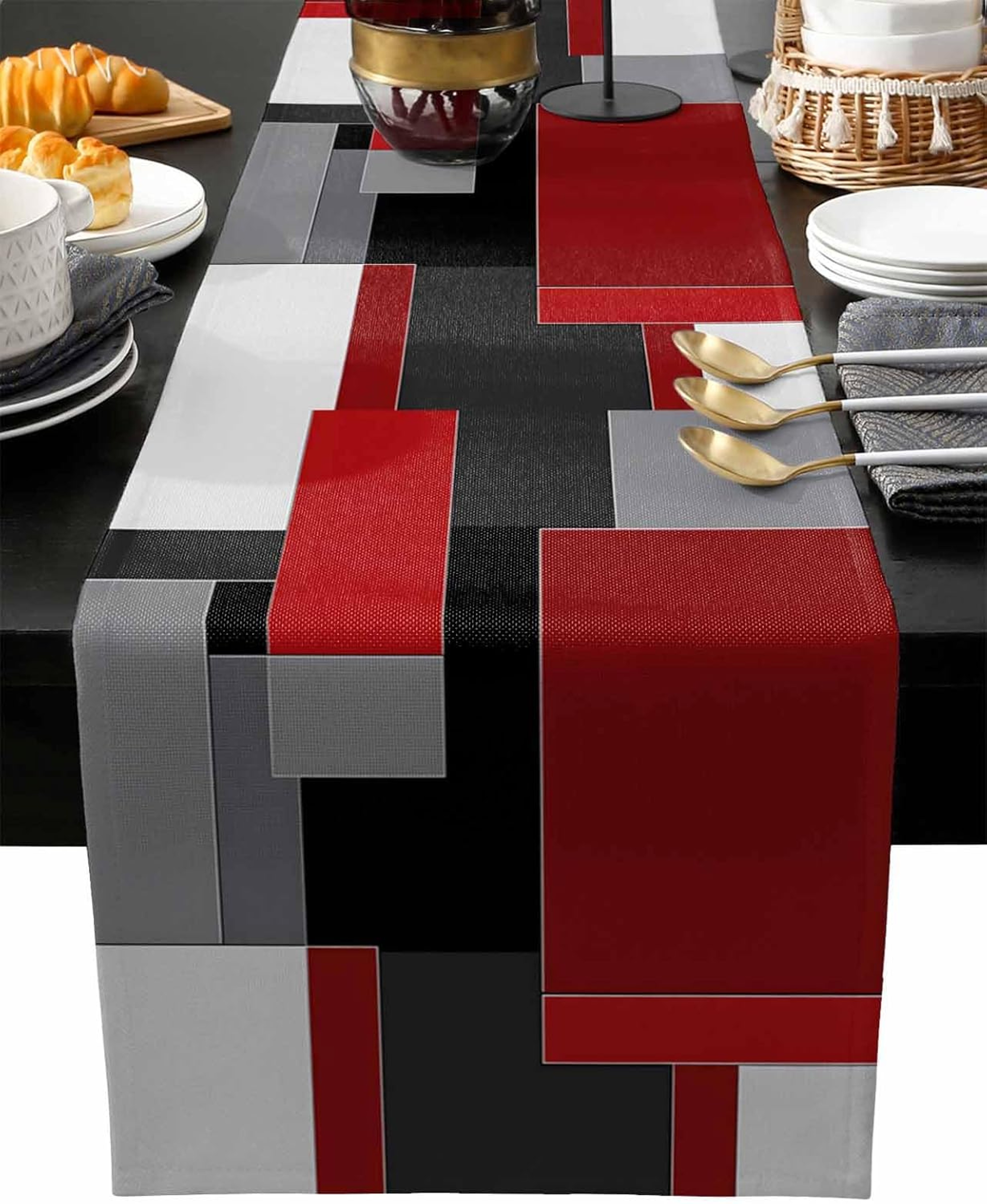 Modern Table Runner with Abstract Geometry Design for Dining Tables and Dressers – view 7