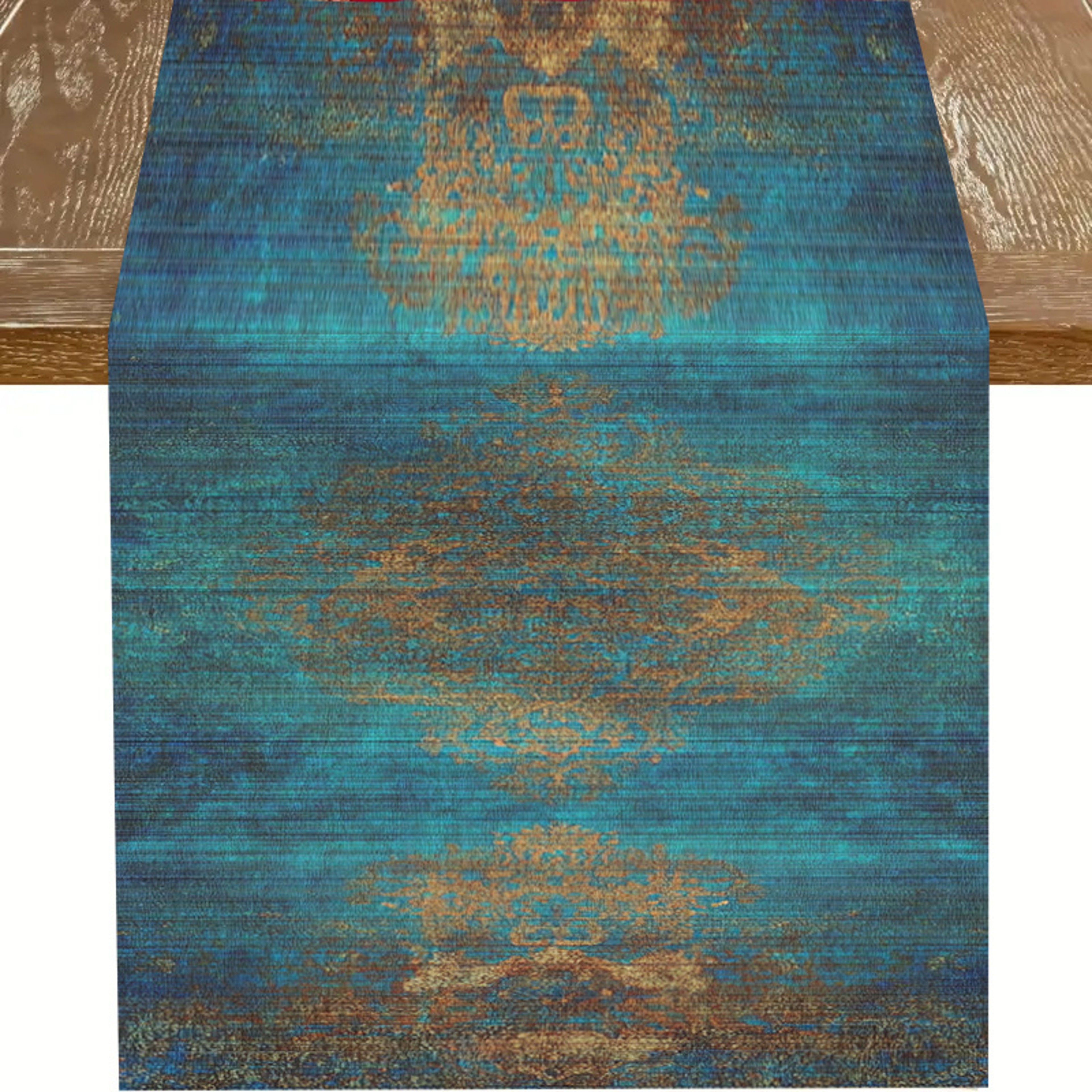 Elegant Dark Blue Woven Table Runner For Dining  Kitchen Decor 5