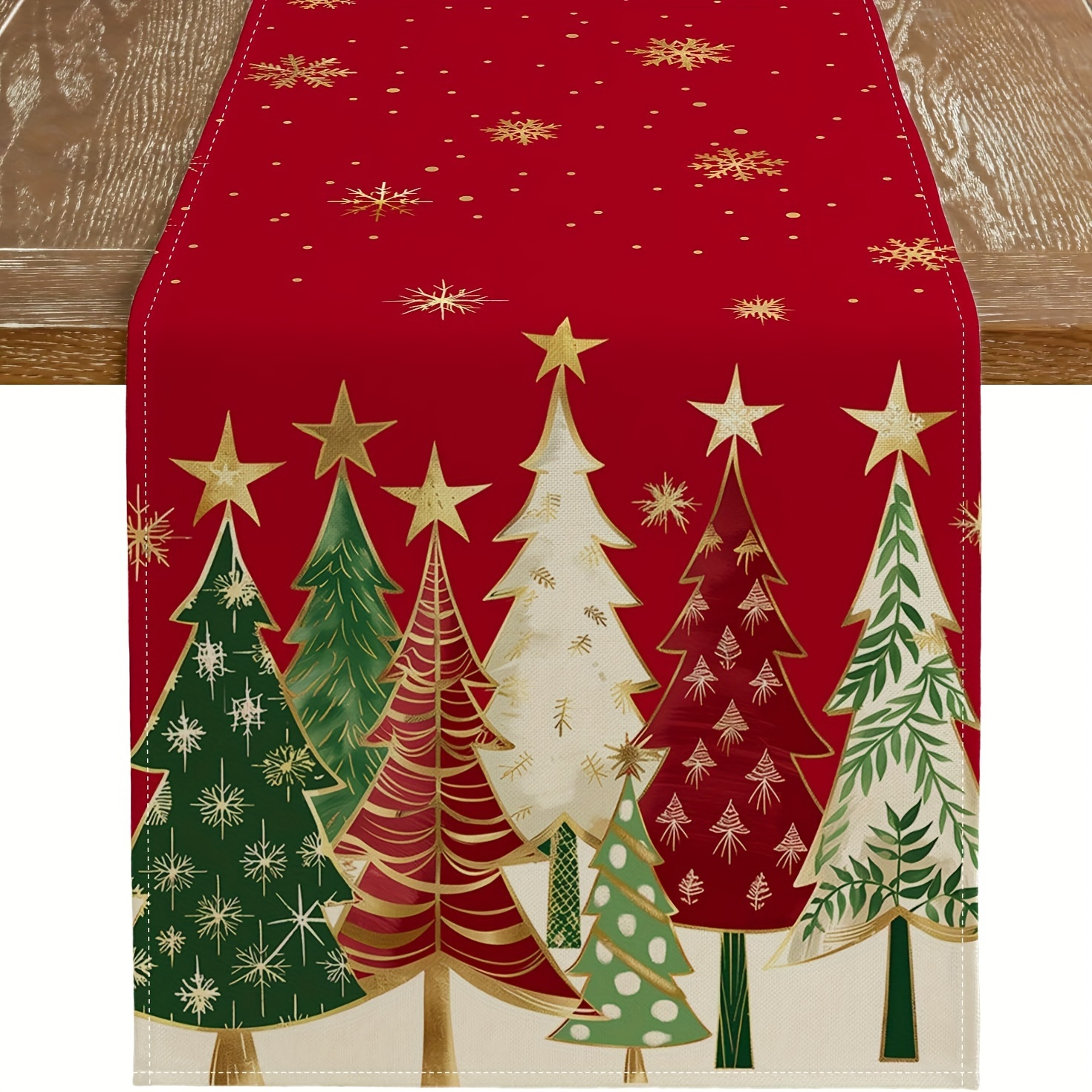 Christmas Tablecloth Rectangular Red Tree Holiday Dining Table Cover 4