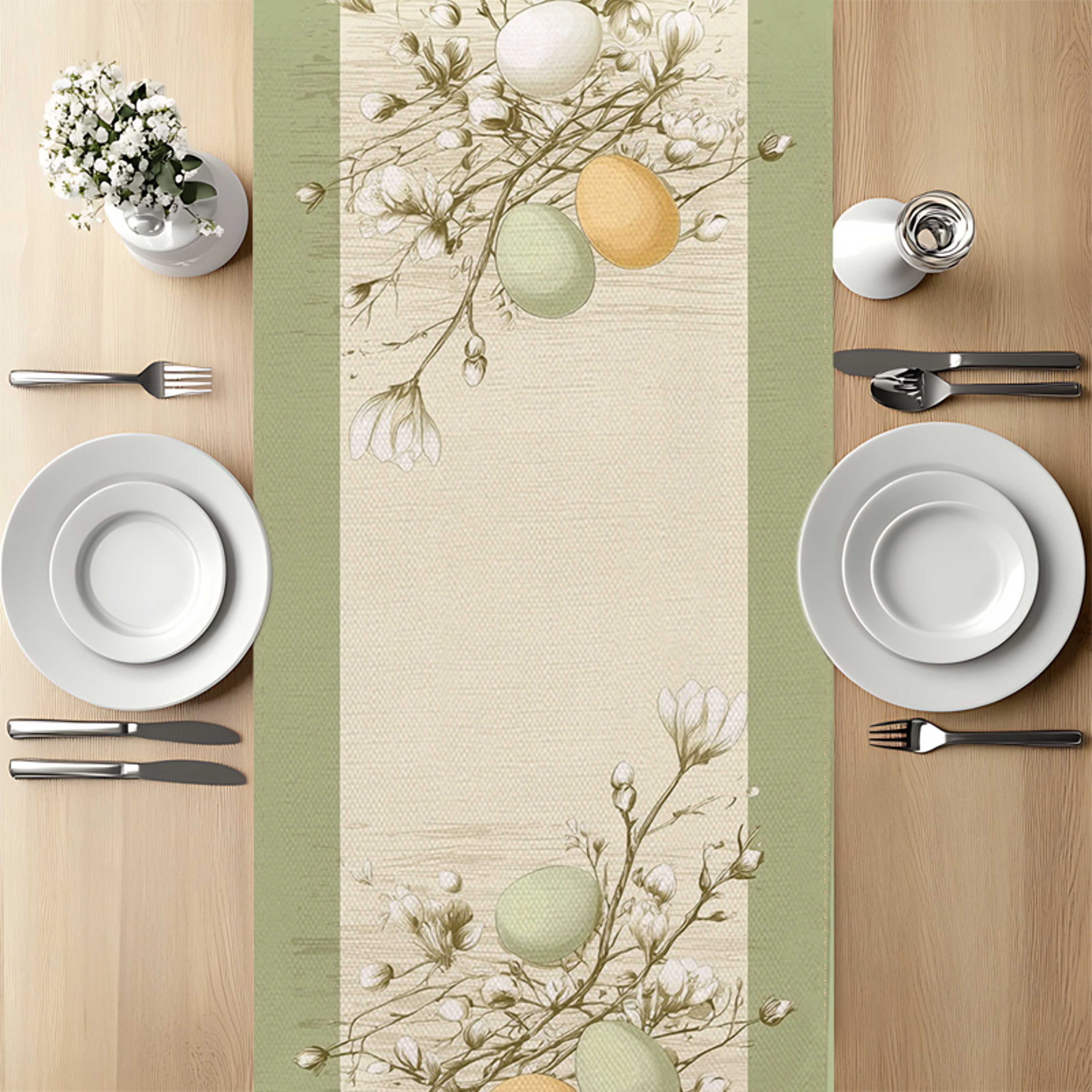 Green Stripe Easter Egg Table Runner For Spring Holiday Dining Decor 1