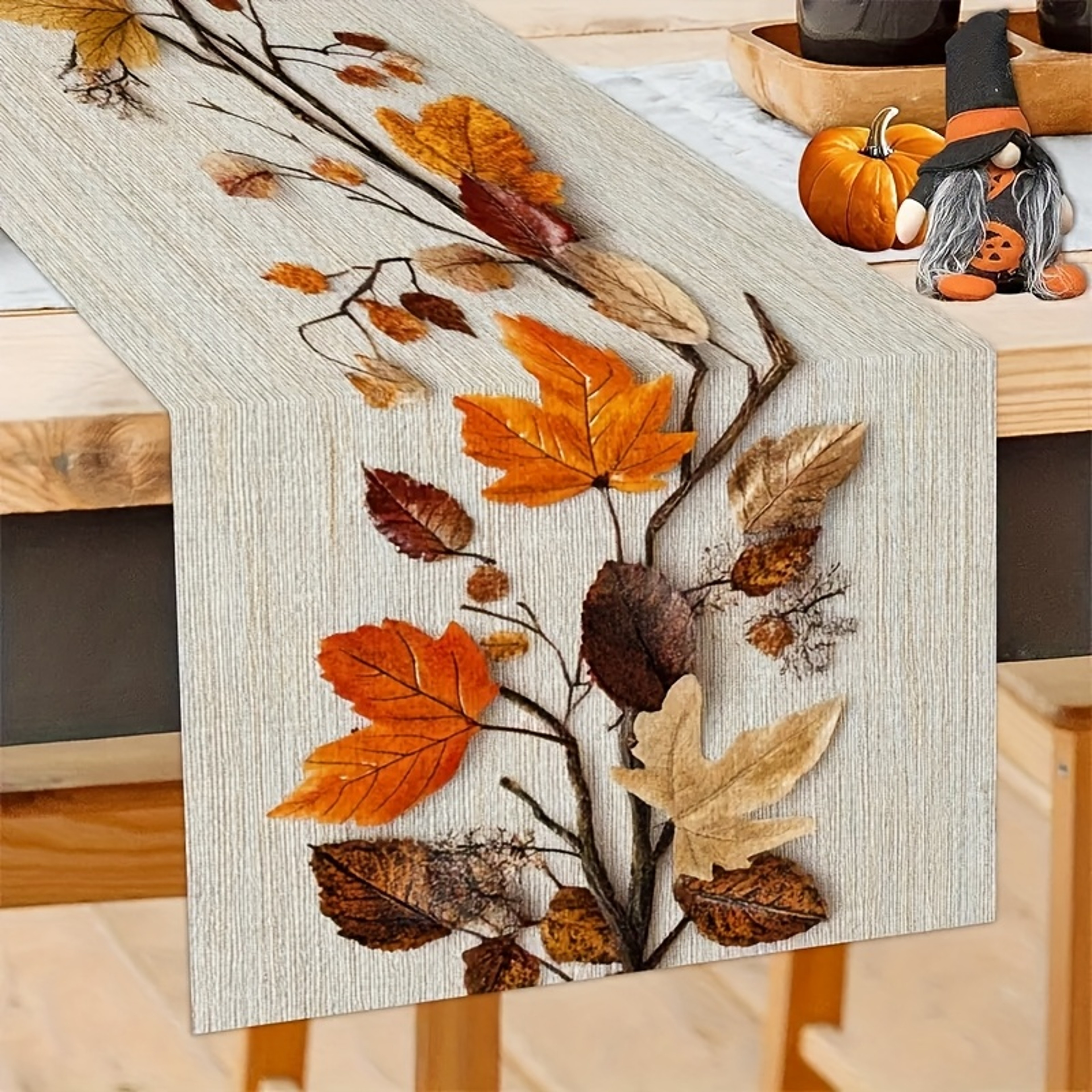 Autumn Natural Leaf Table Runner Elegant Autumn Table Runner For Fall  Thanksgiving 2