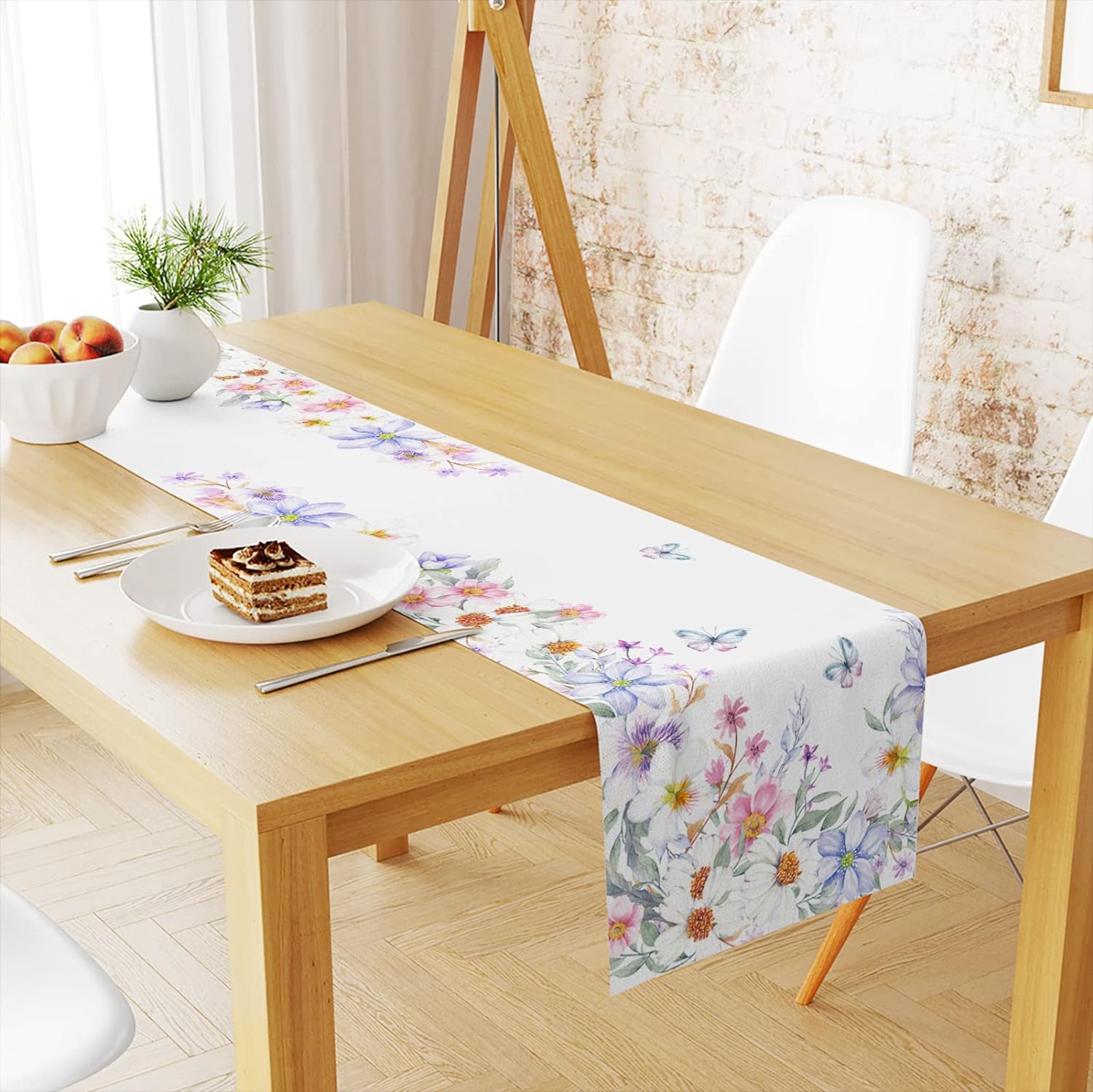 Spring Floral Table Runner With Butterfly Wildflower Design For Weddings  Home Decor 2