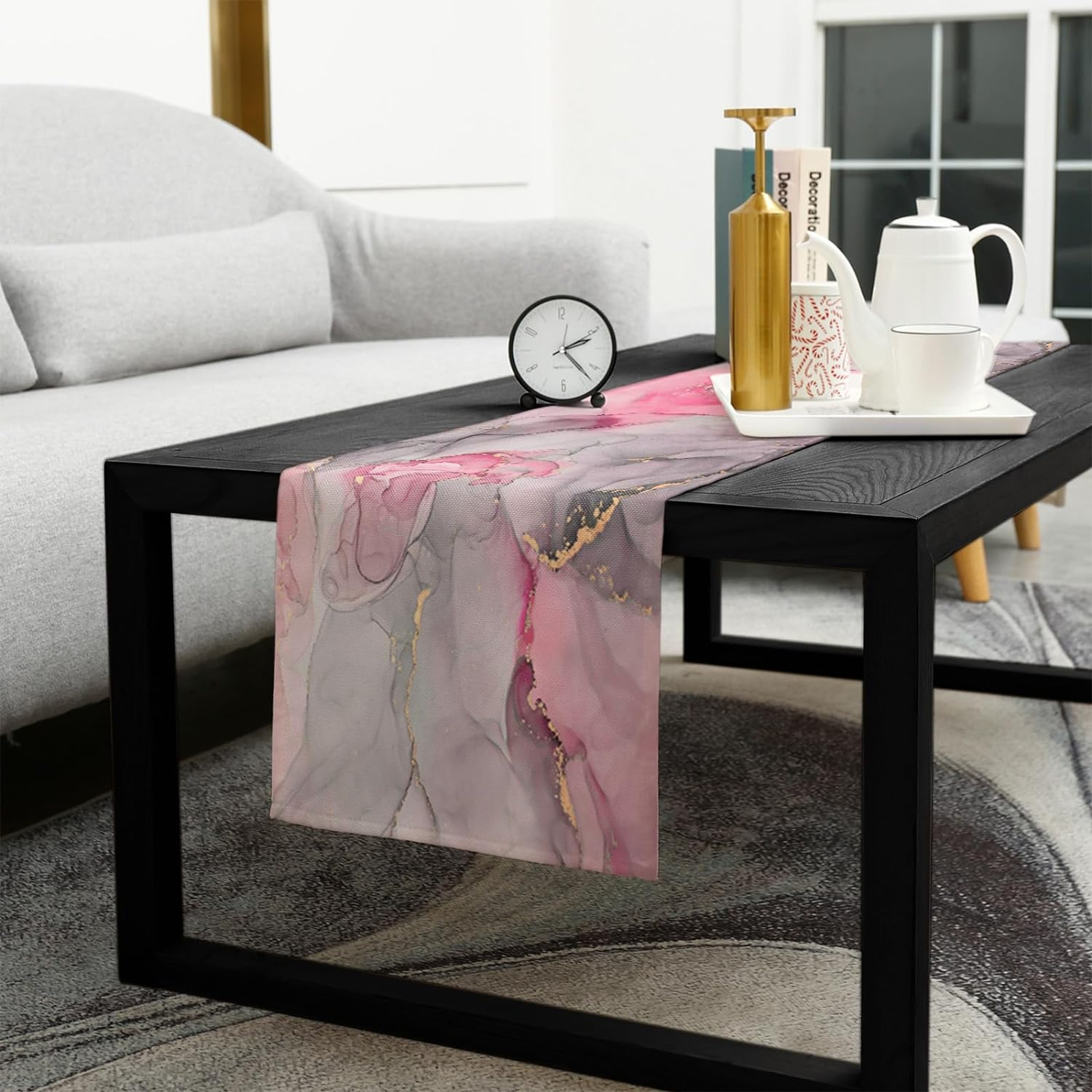 Pink Marble Linen Table Runner for Modern Dining & Event Decor – view 5