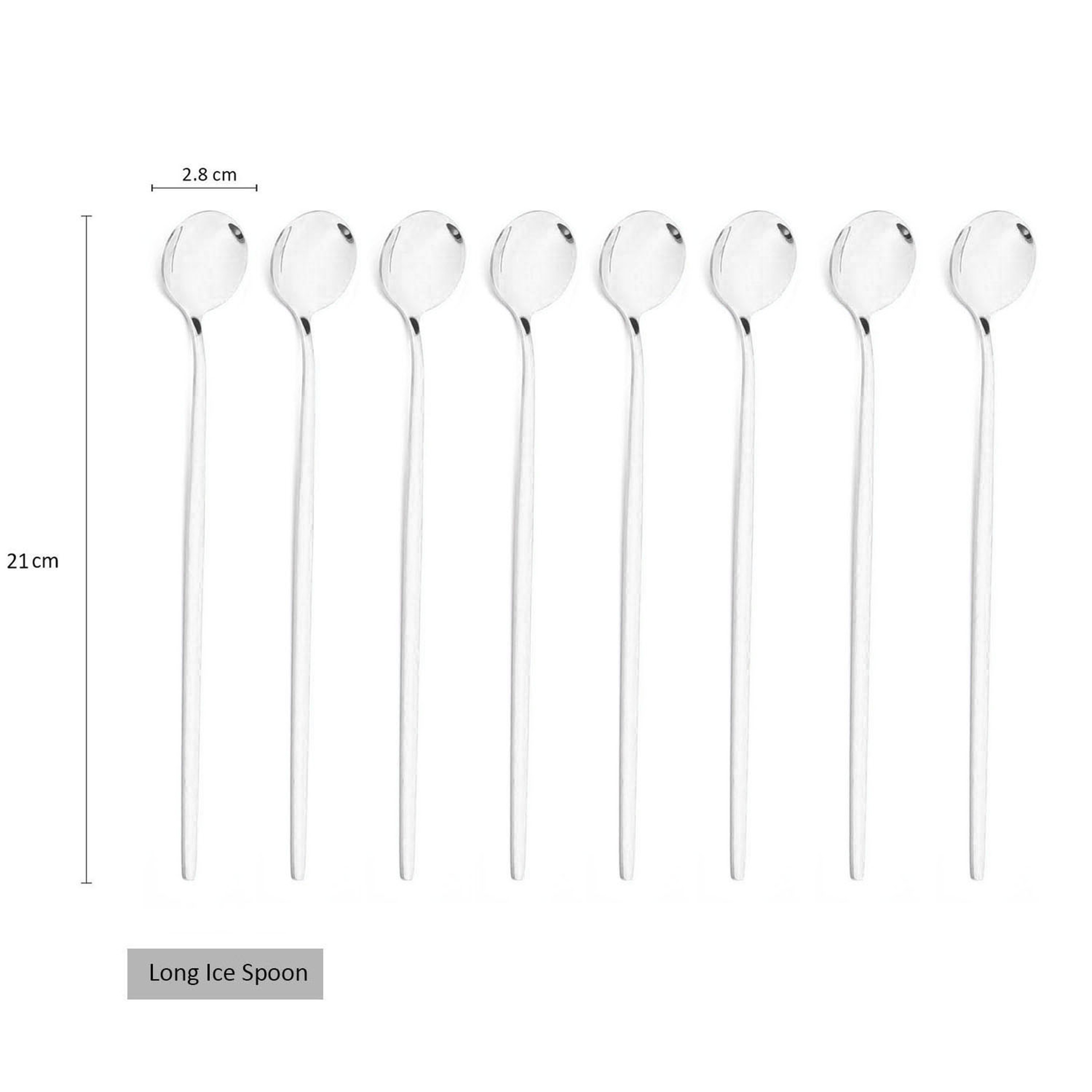 Premium Long Handle Ice Spoon & Coffee Tea Stir Spoon Set Stainless Steel Cutlery Set for Kitchen & Drinks – view 14