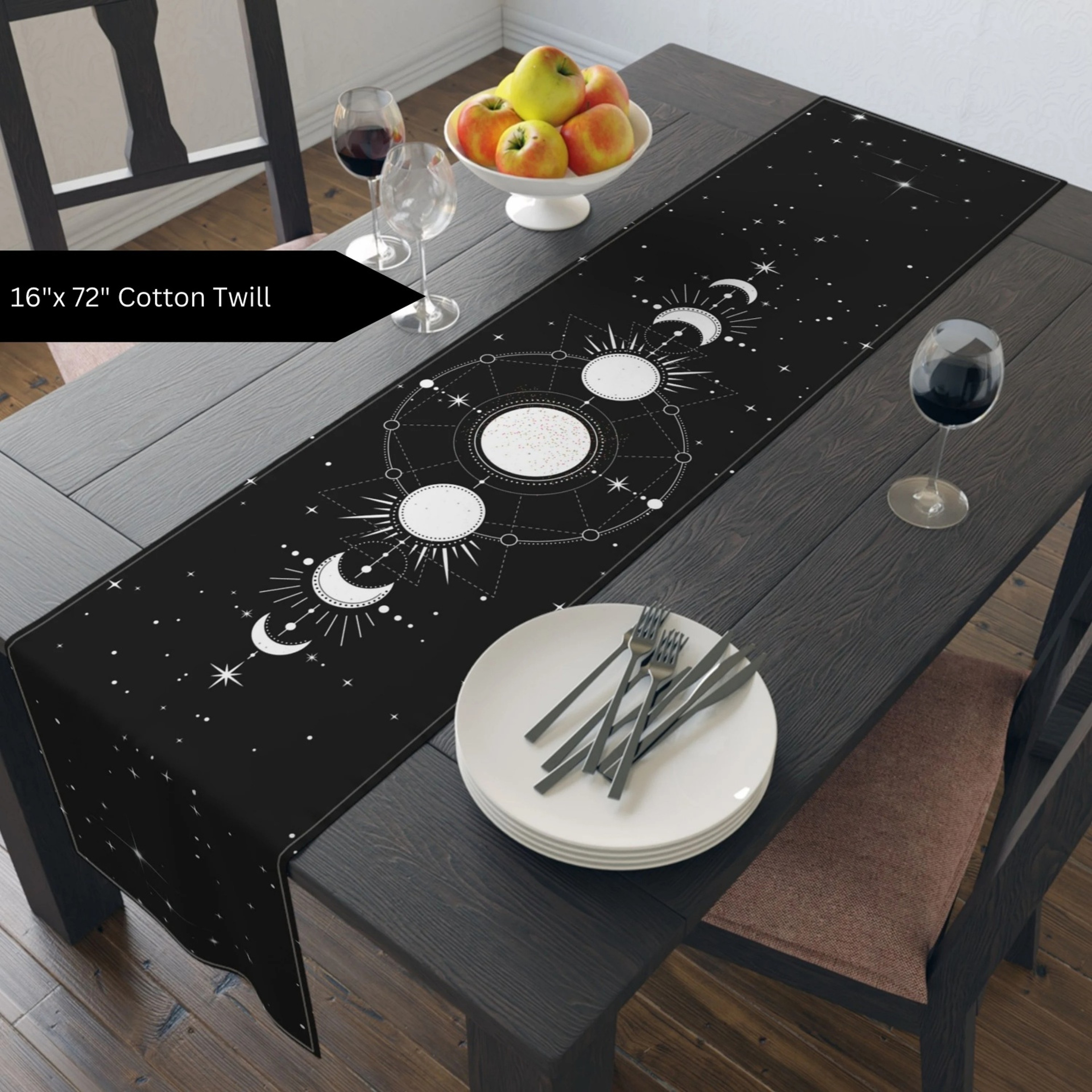 Celestial Moon Phases Table Runner For Kitchen  Dining Witchy Home Decor Accent 2