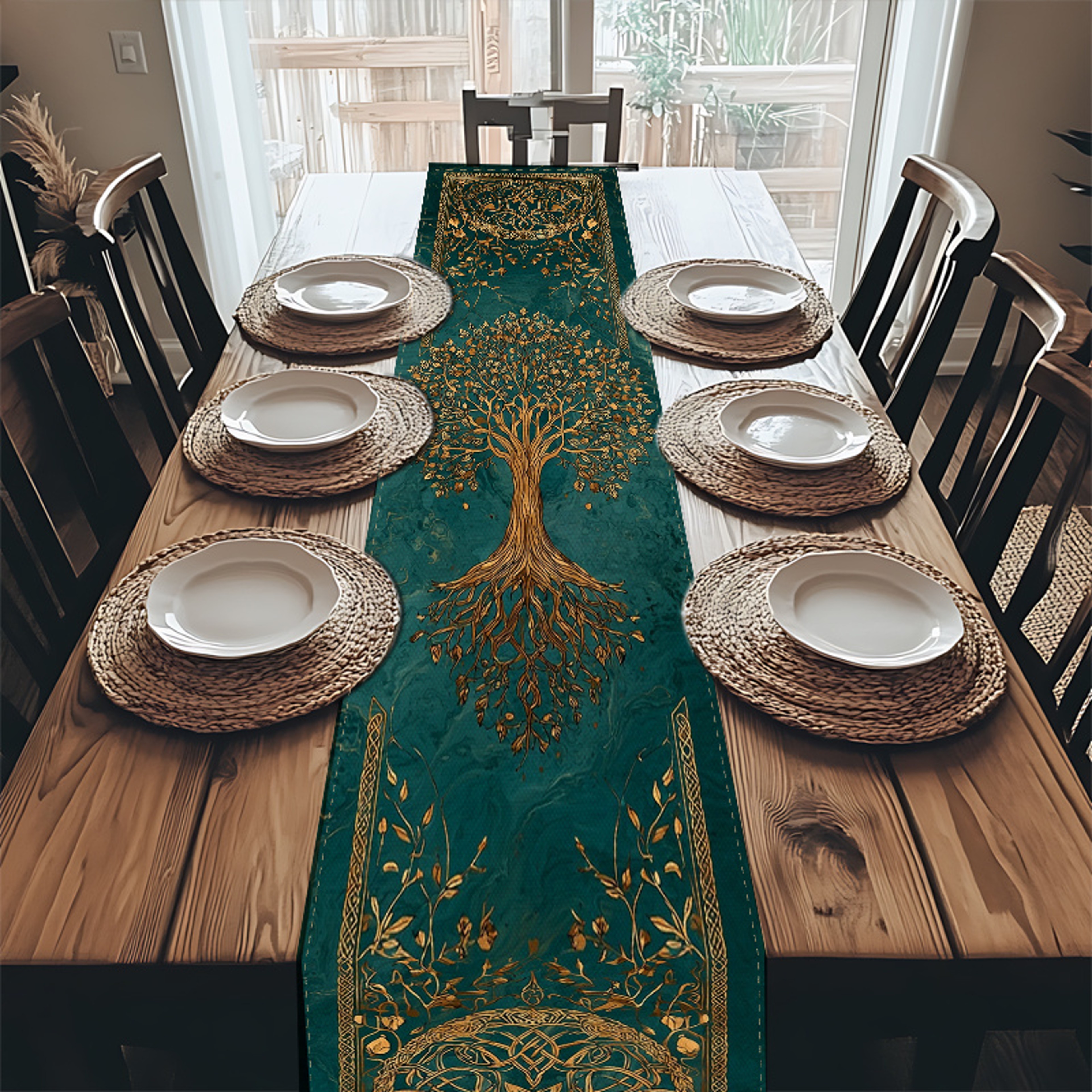 Elegant Tree of Life Table Runner Premium Polyester Decor for Dining & Festive Tables – view 2