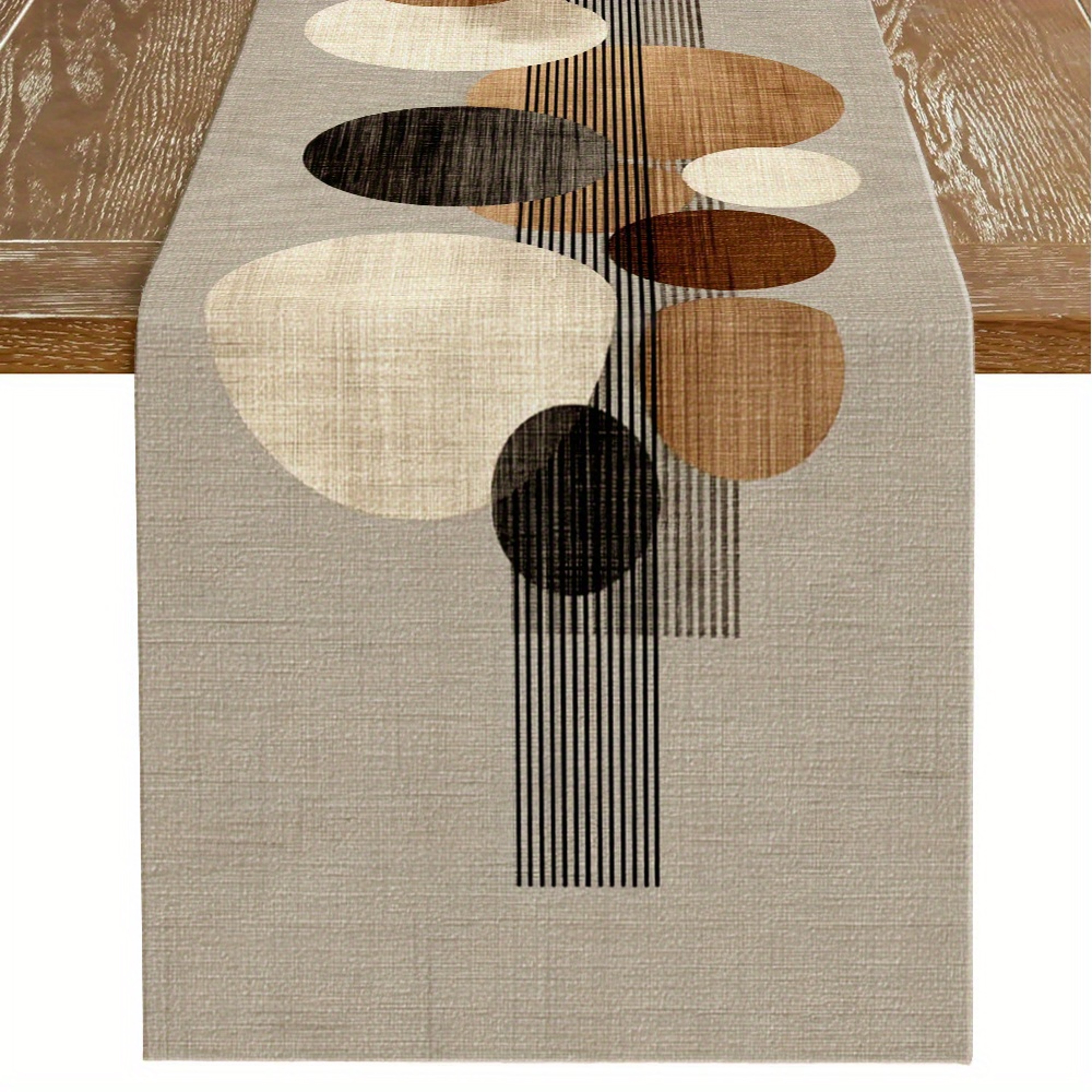 Geometric Table Runner With Artistic Round Pattern For Modern Dining Decor 5