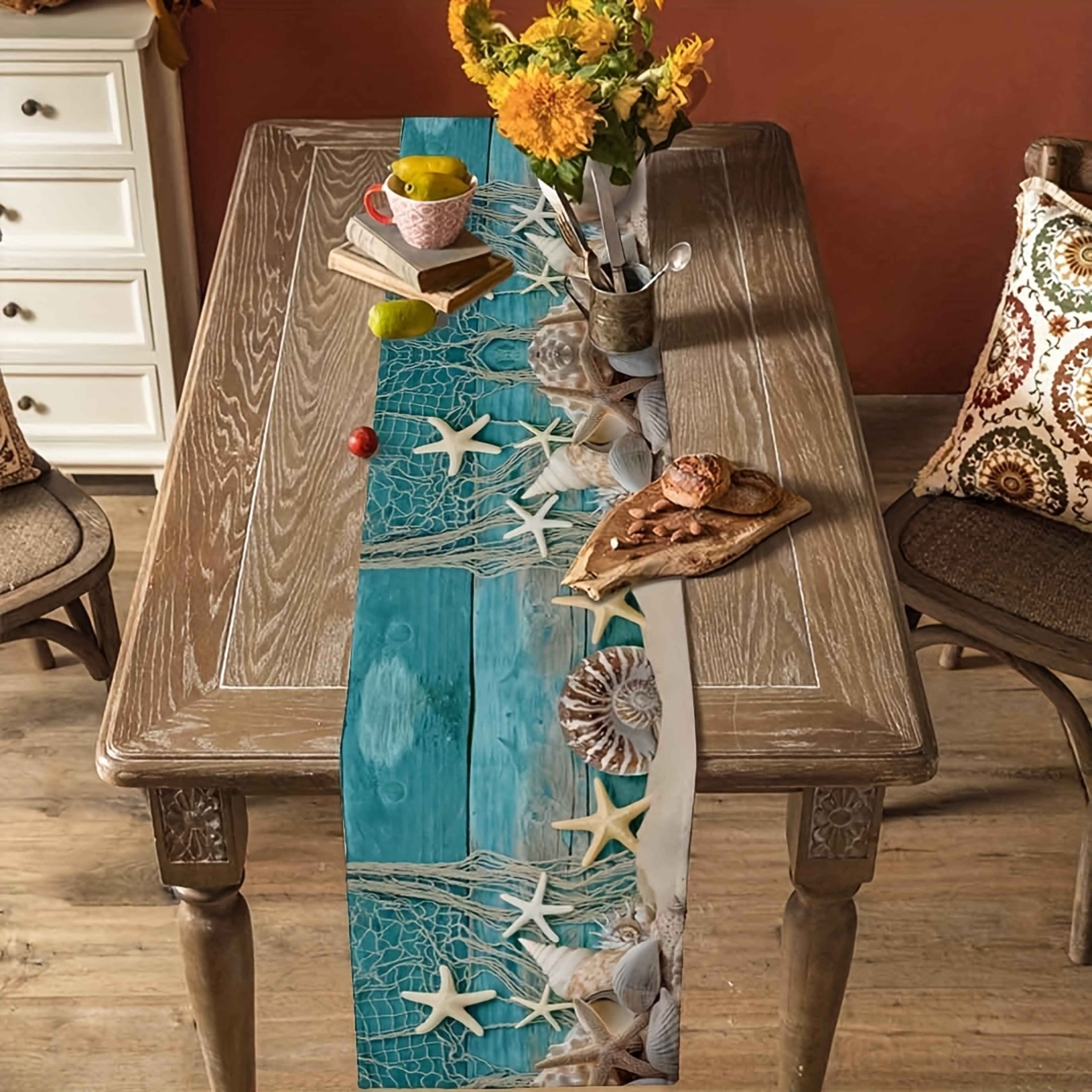 Coastal Seashell Table Runner Premium Nautical & Ocean Beach Decor for Dining Tables – view 3