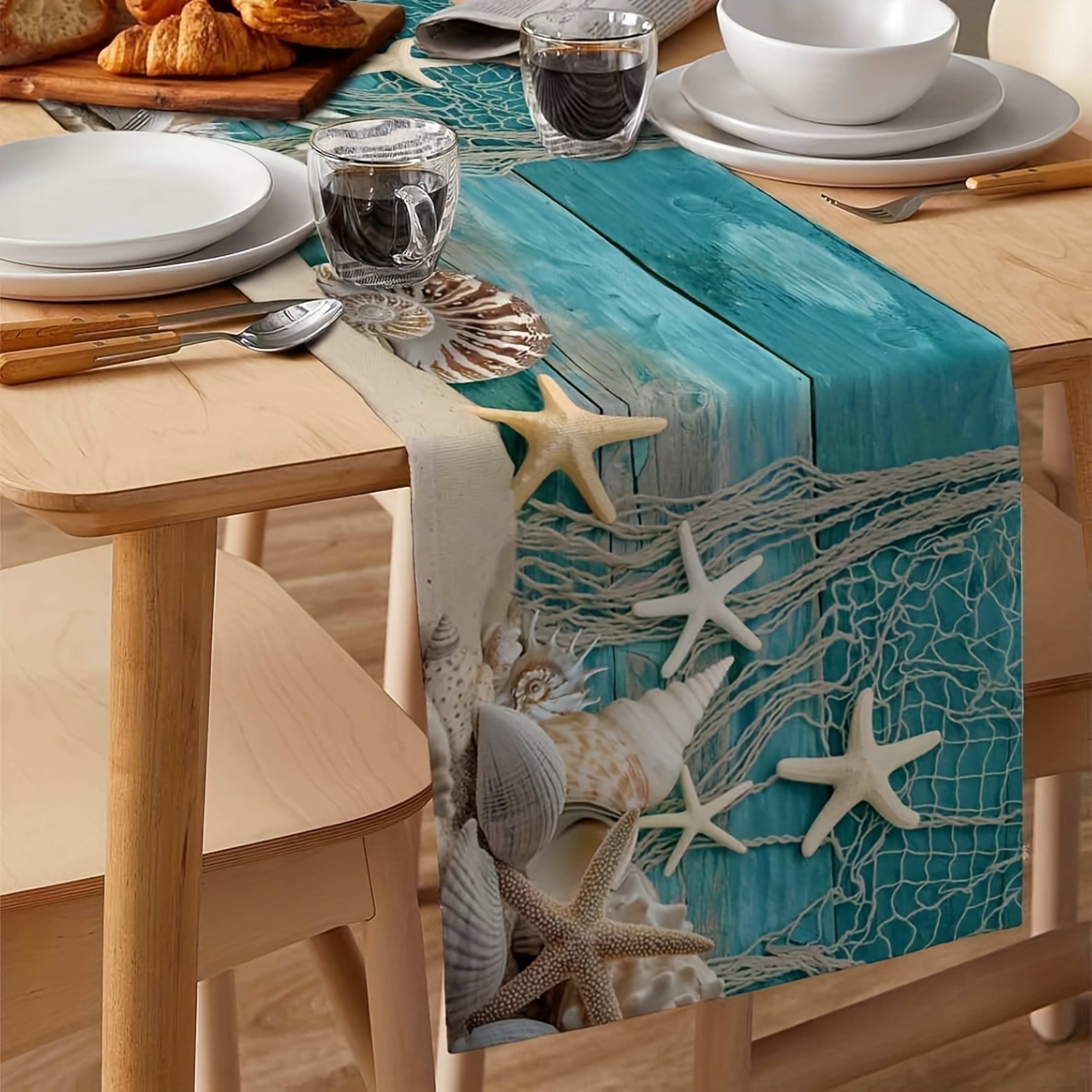 Coastal Seashell Table Runner Premium Nautical & Ocean Beach Decor for Dining Tables – view 5