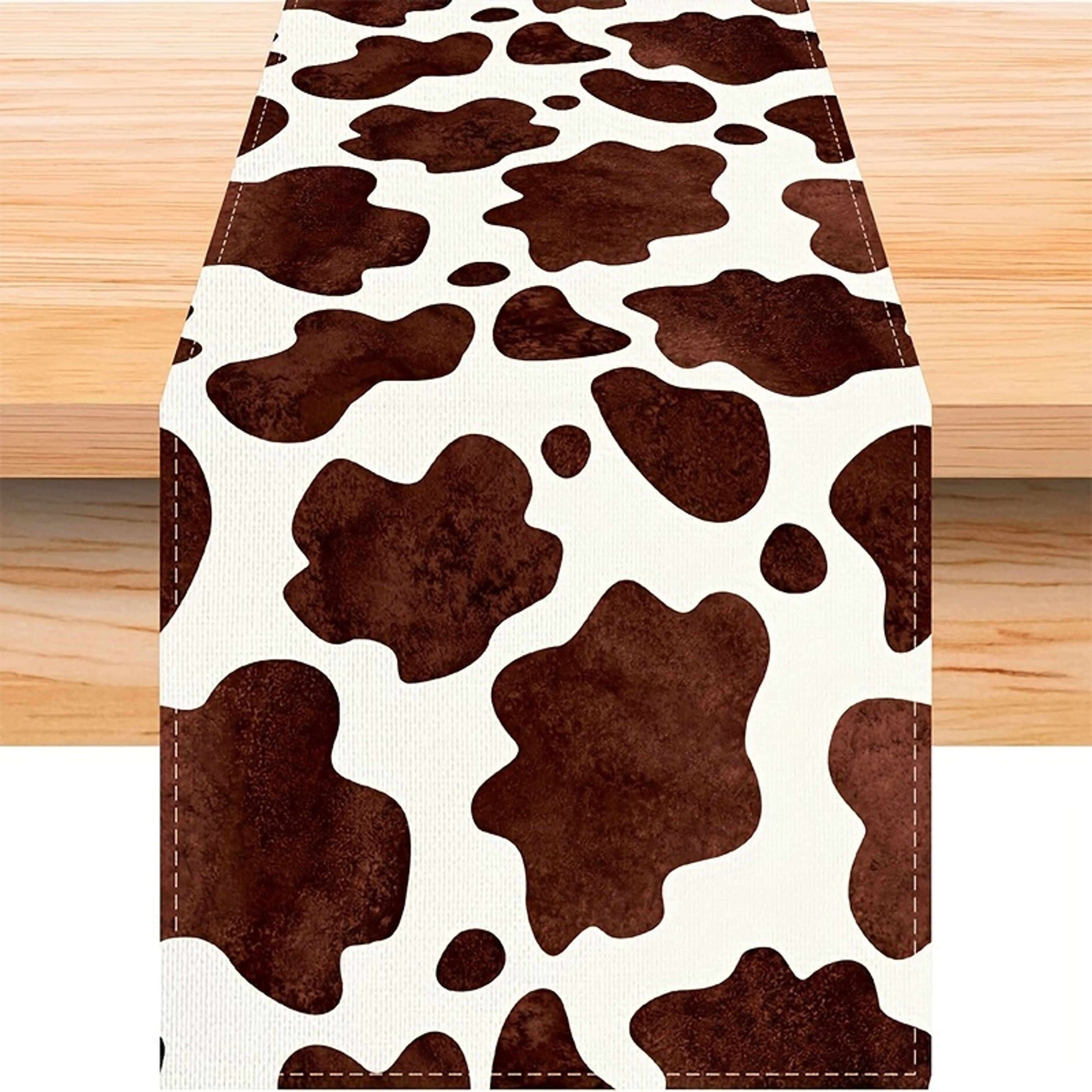 Farmhouse Cow Print Linen Table Runner for Rustic Kitchen & Party Decor – view 1