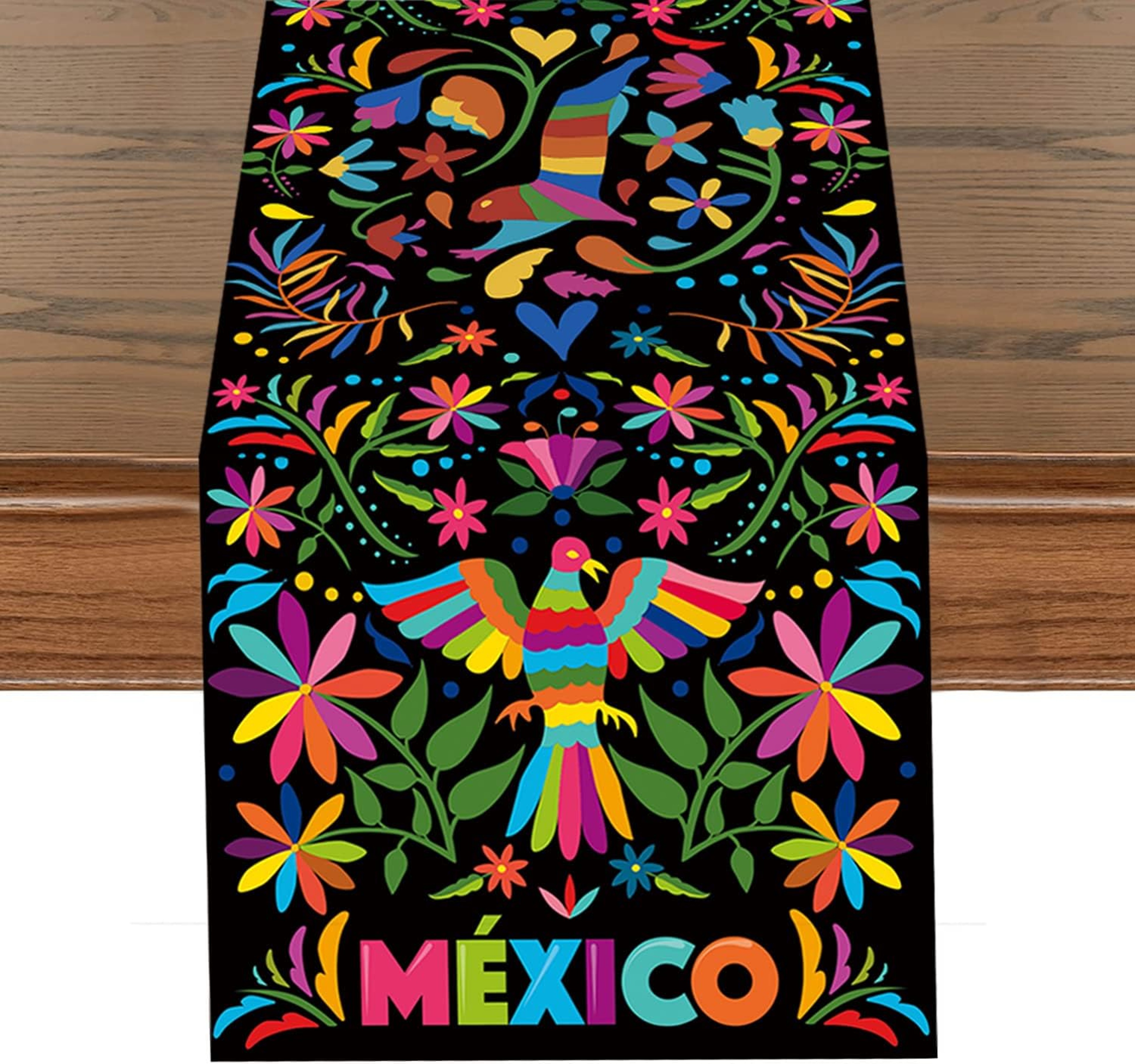 Mexican Floral Linen Table Runner for Fiesta, Day of the Dead and Dining Decor – view 6