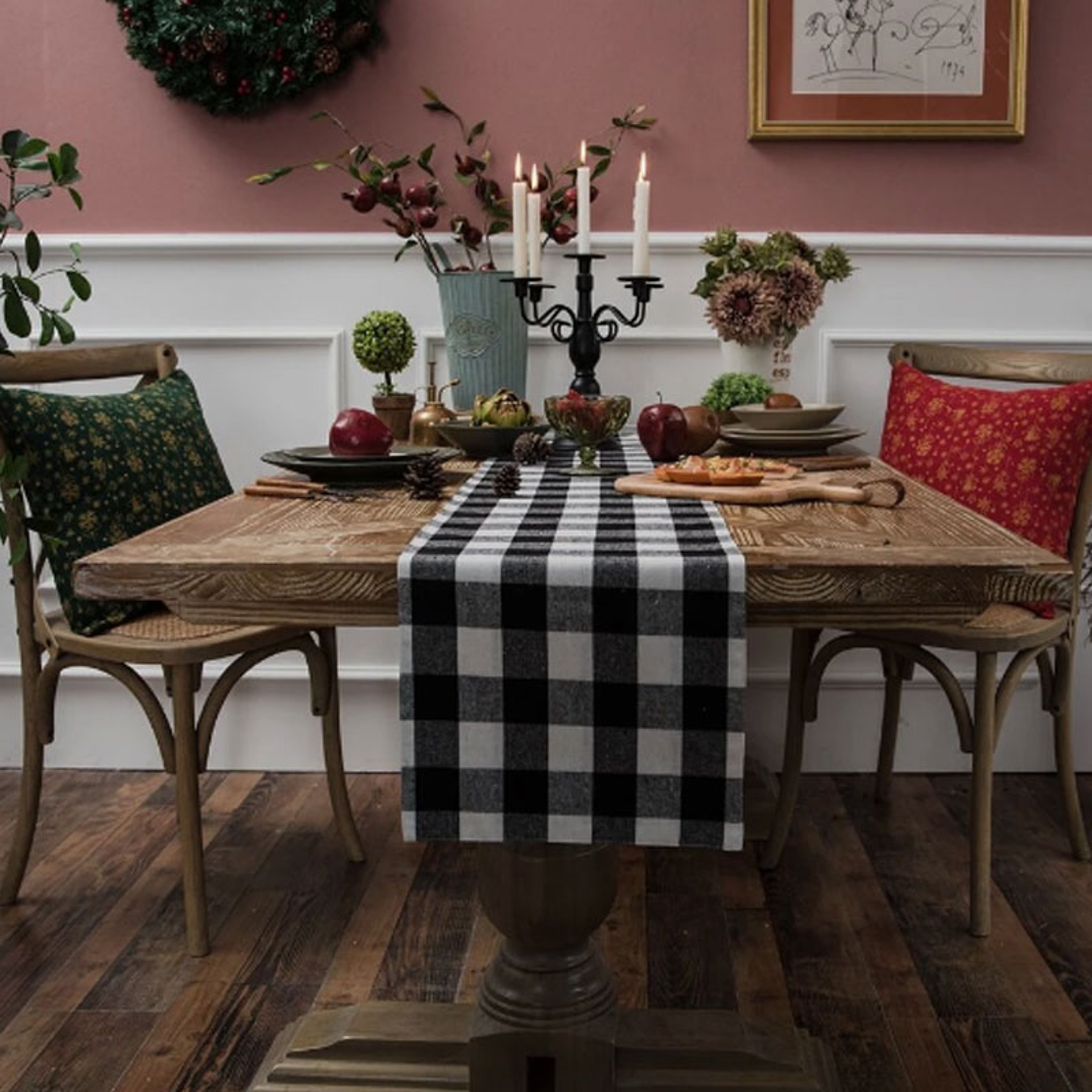 Rustic Farmhouse Black And White Checkered Tablecloth Classic Gingham Kitchen Dining Table Cover 0