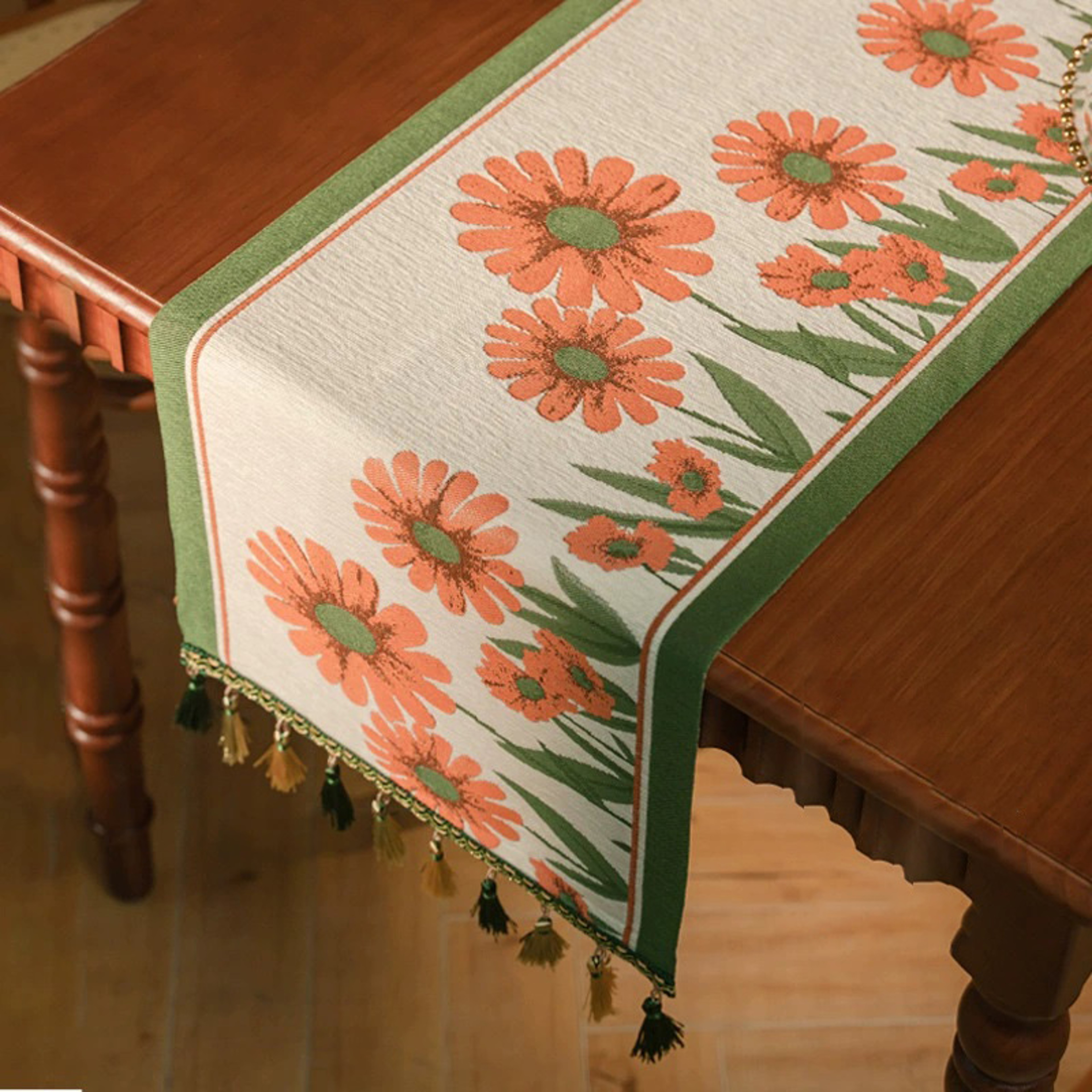 Retro Tassel Farmhouse Table Runner For Rustic Dining Table Decor 11