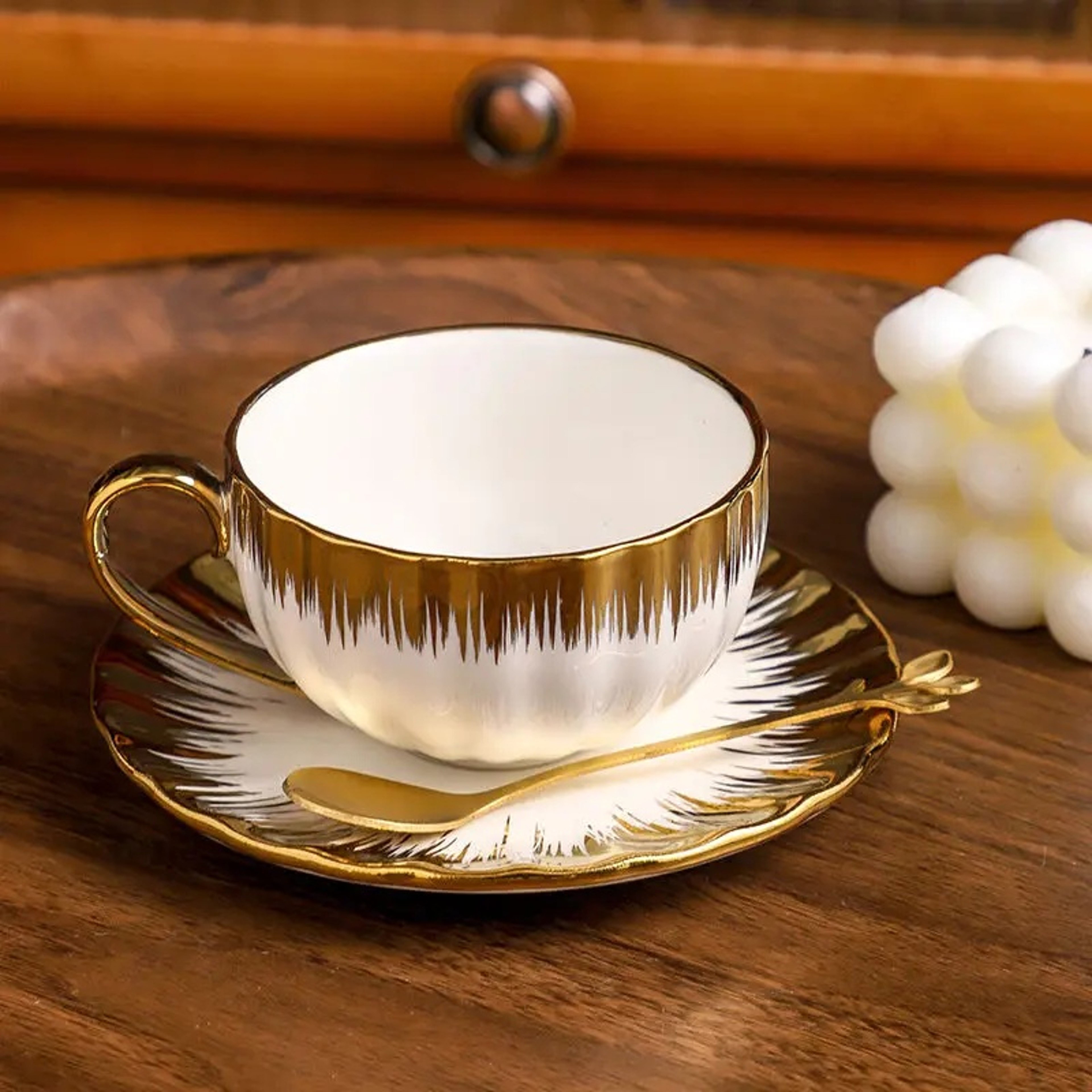 Elegant Bone Espresso Cups Set With Saucers  Spoon Luxury Coffee Cup Experience 0