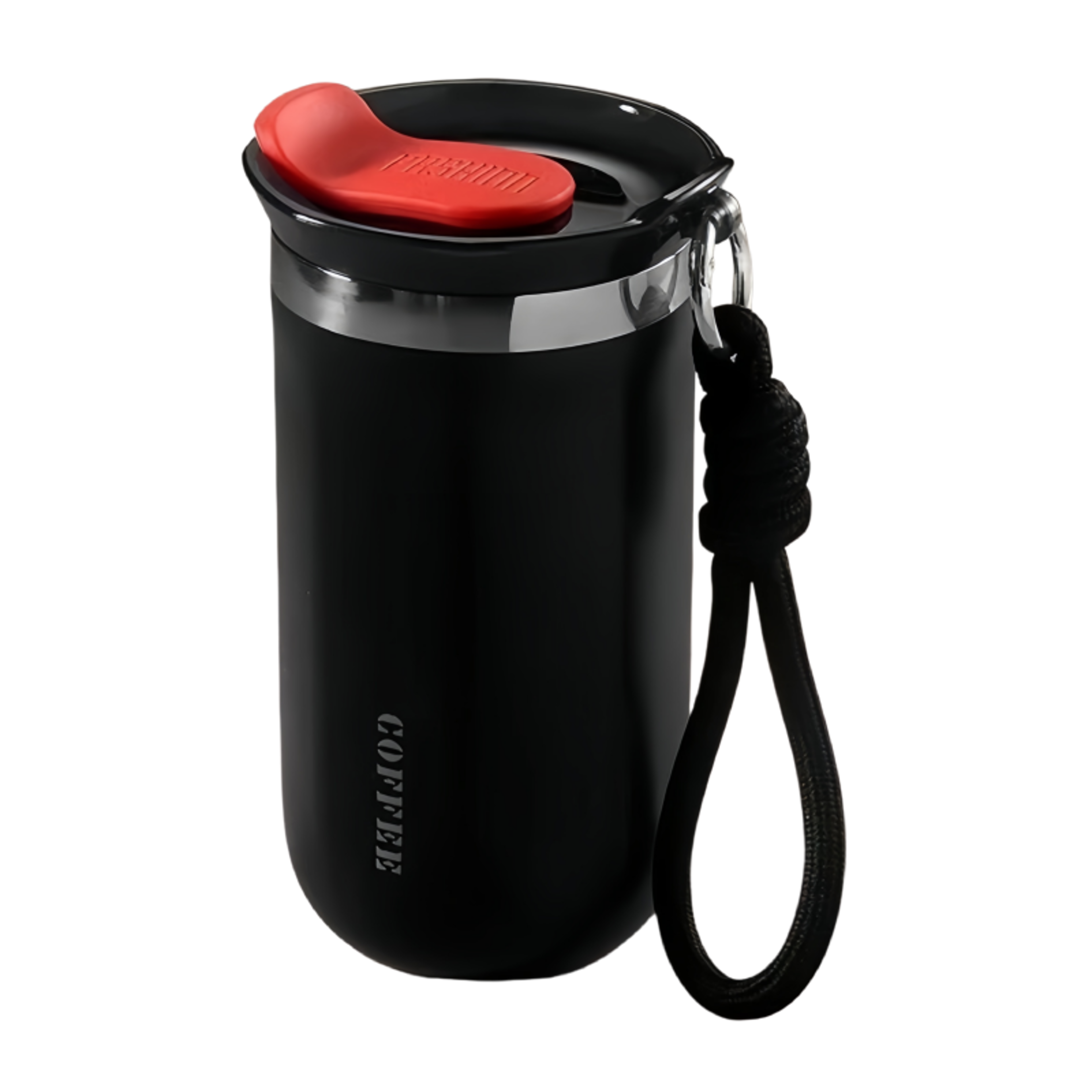 Insulated Coffee Tumbler Stainless Steel Travel Mug With Lid And Rope Handle 6