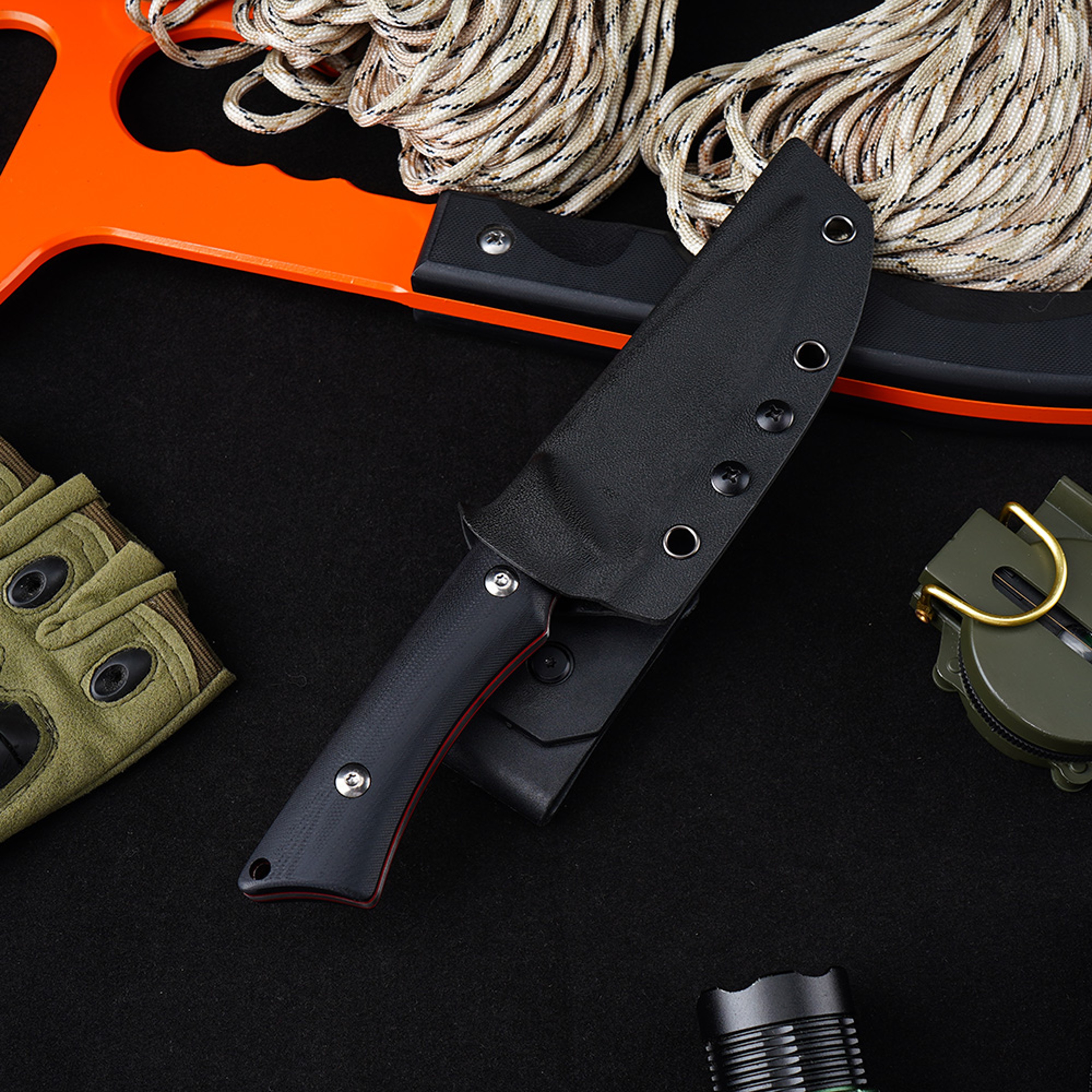 ToughGuard Steel Fixed Blade Neck Knife with Handle & Kydex Sheath – view 6