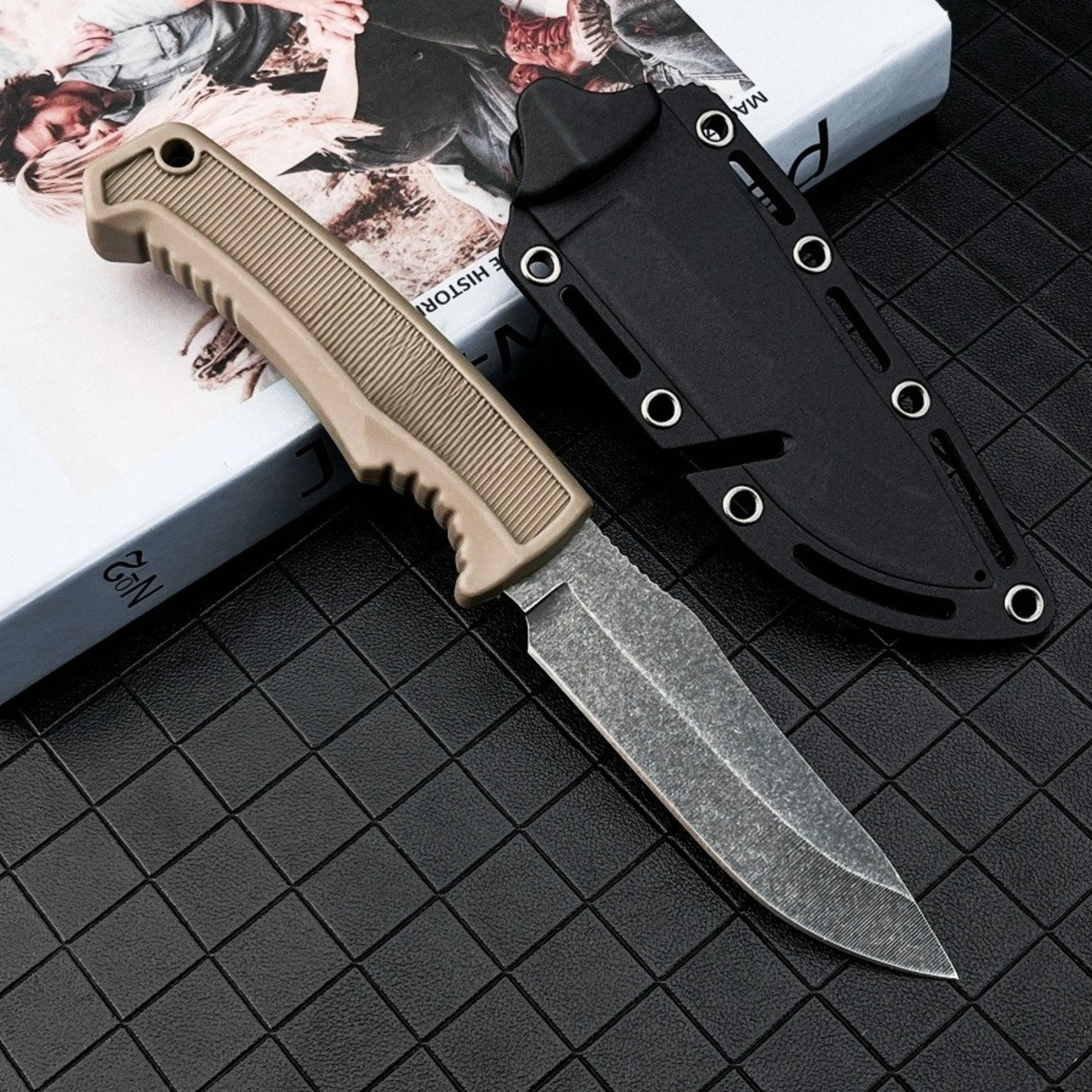 Fixed Blade Knife With Nylon Fiber Handle And Sheath 5