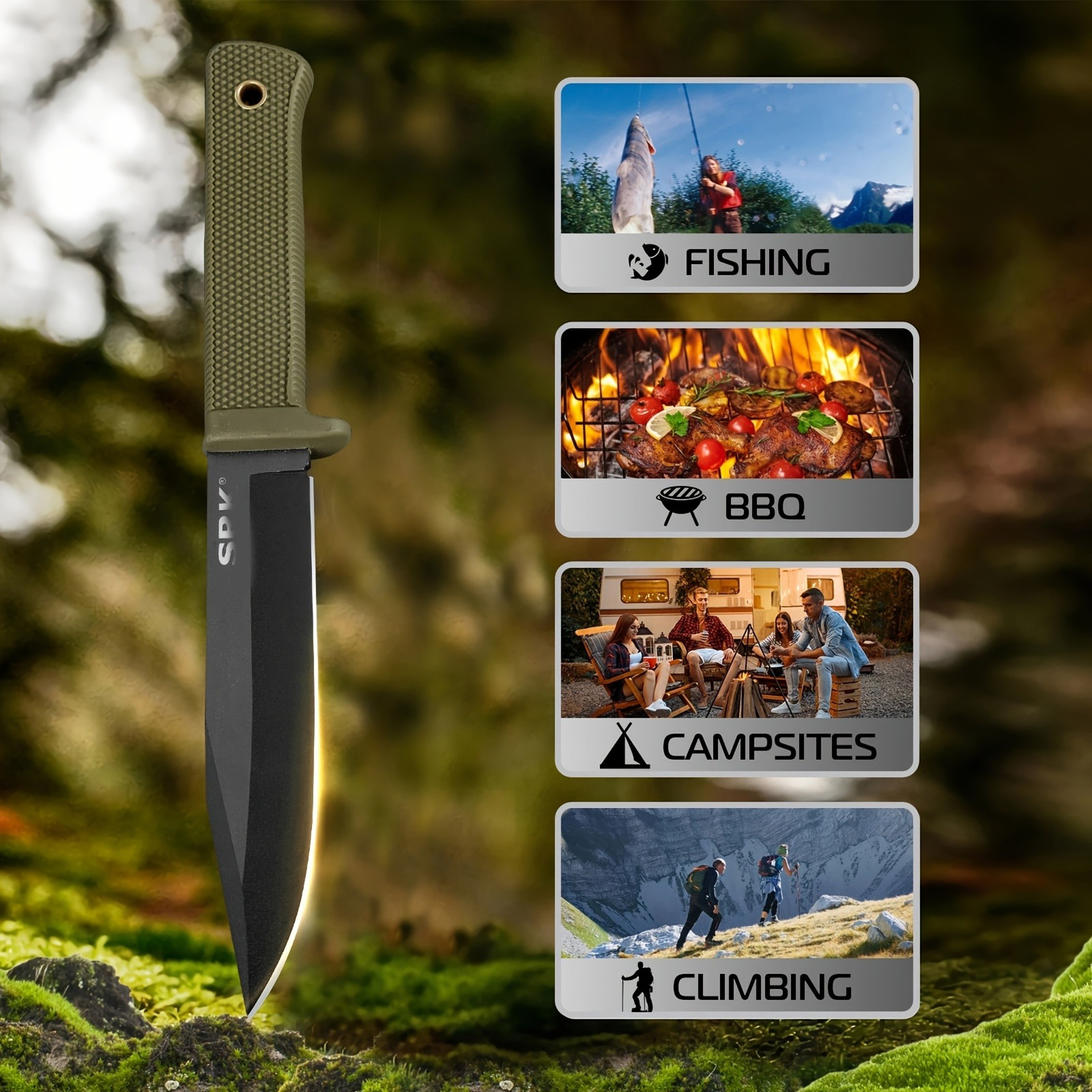 Full Tang Outdoor Survival Knife for Camping, Bushcraft and Trail Utility – view 4