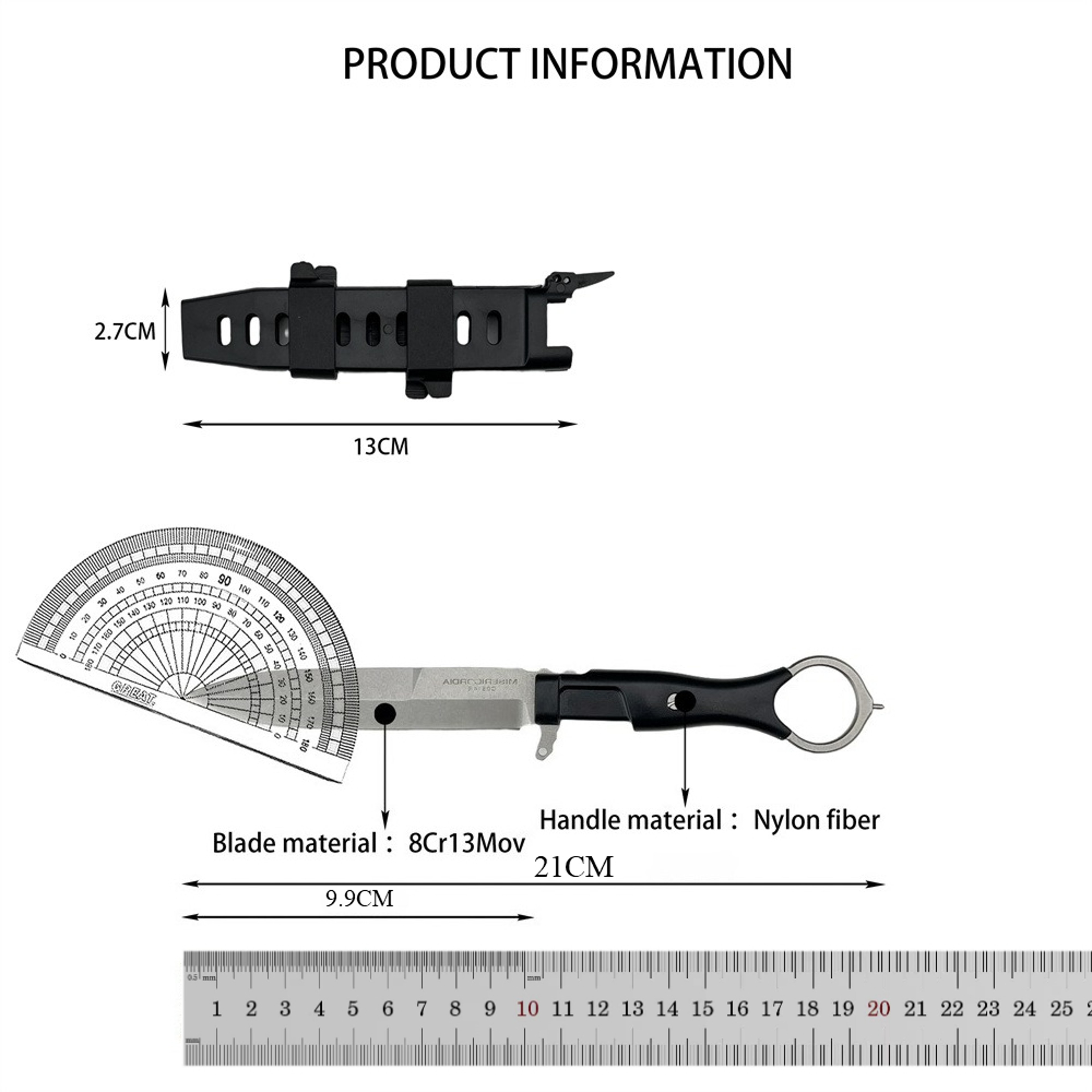 Fixed Blade Camping Knife Outdoor Survival  Hunting Knife With Sheath 2