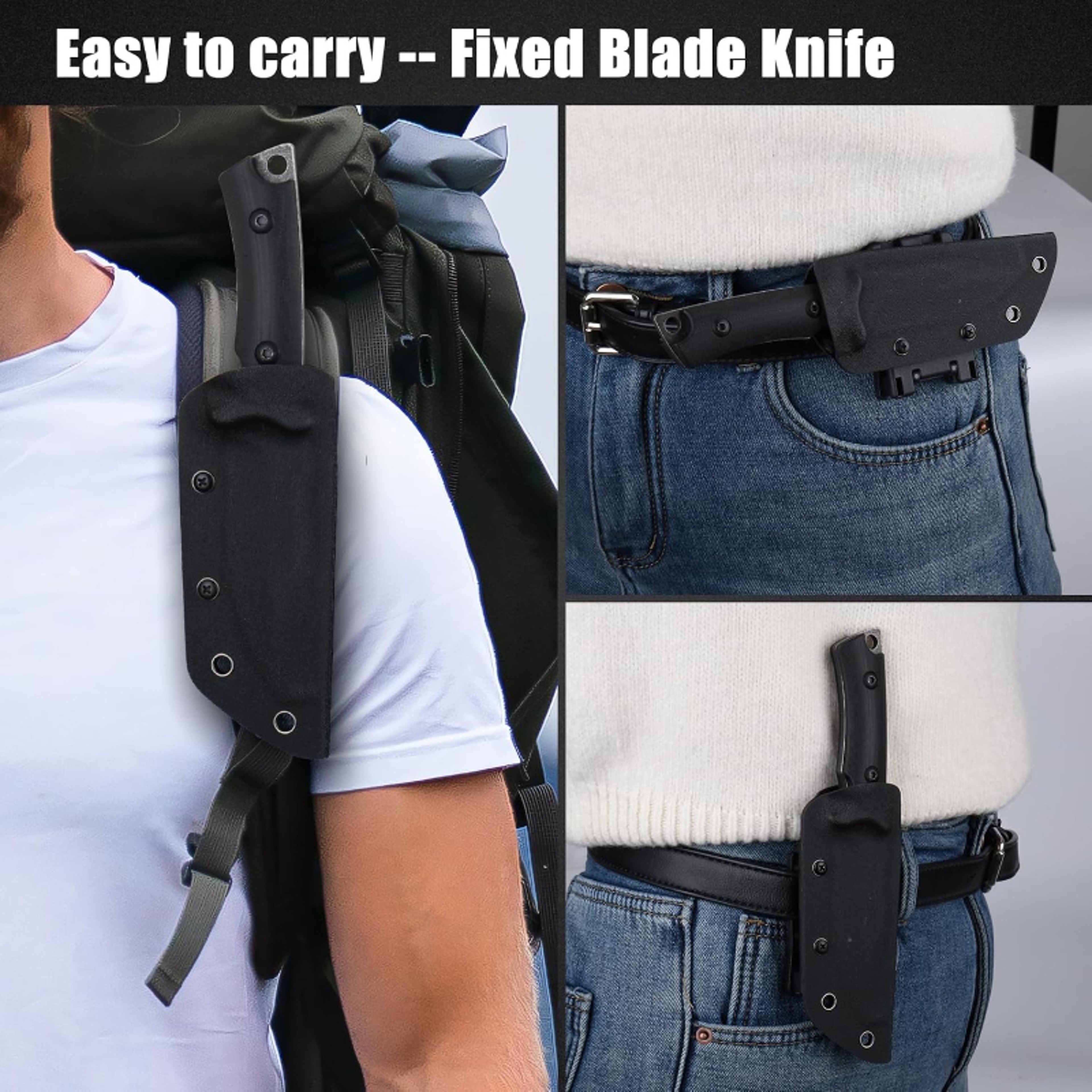 Portable Fixed Blade Camping Knife With Stainless Steel Blade Handle  Scabbard 0