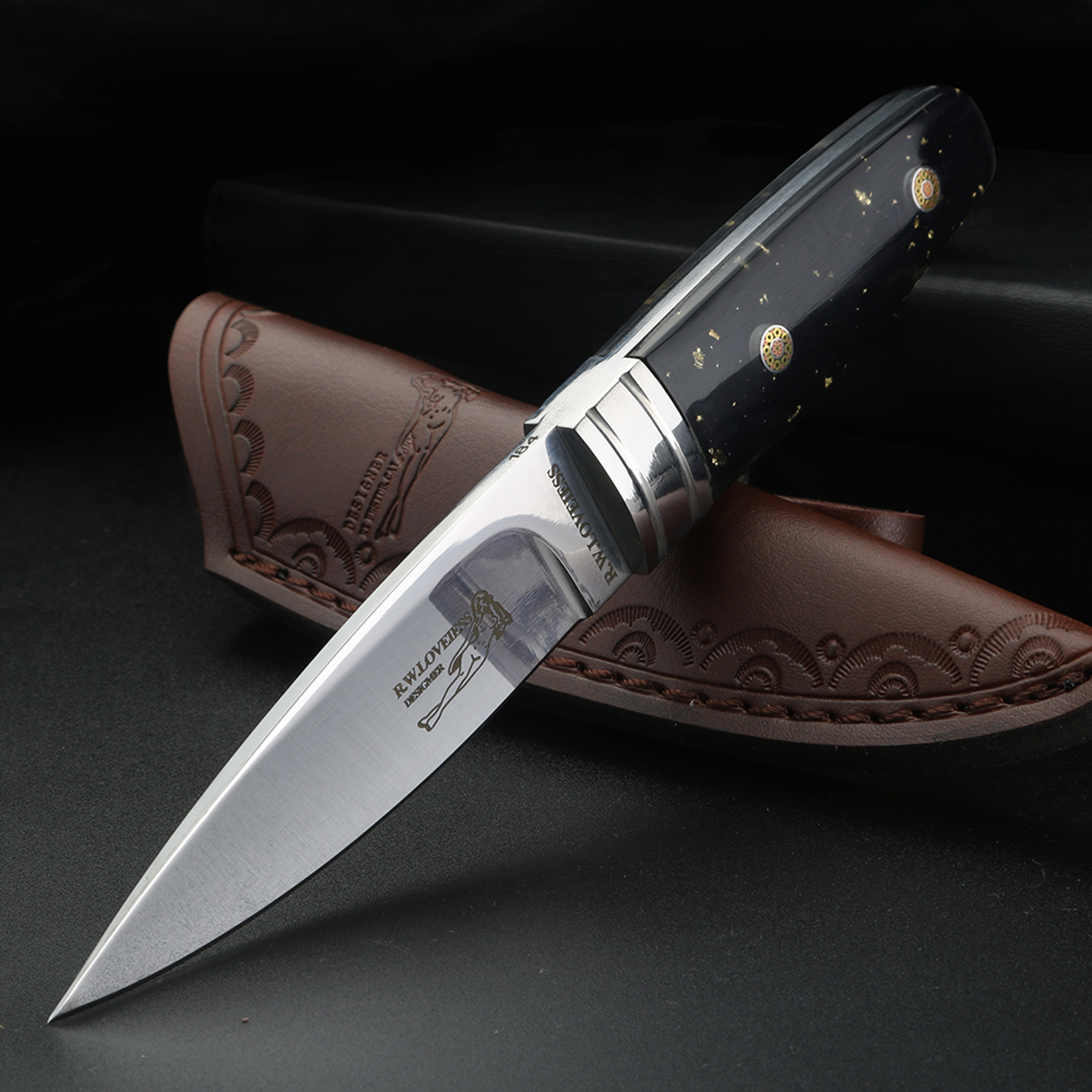 Fixed Blade Knife with Bull Bone Handle for Camping and Outdoor Use – view 1