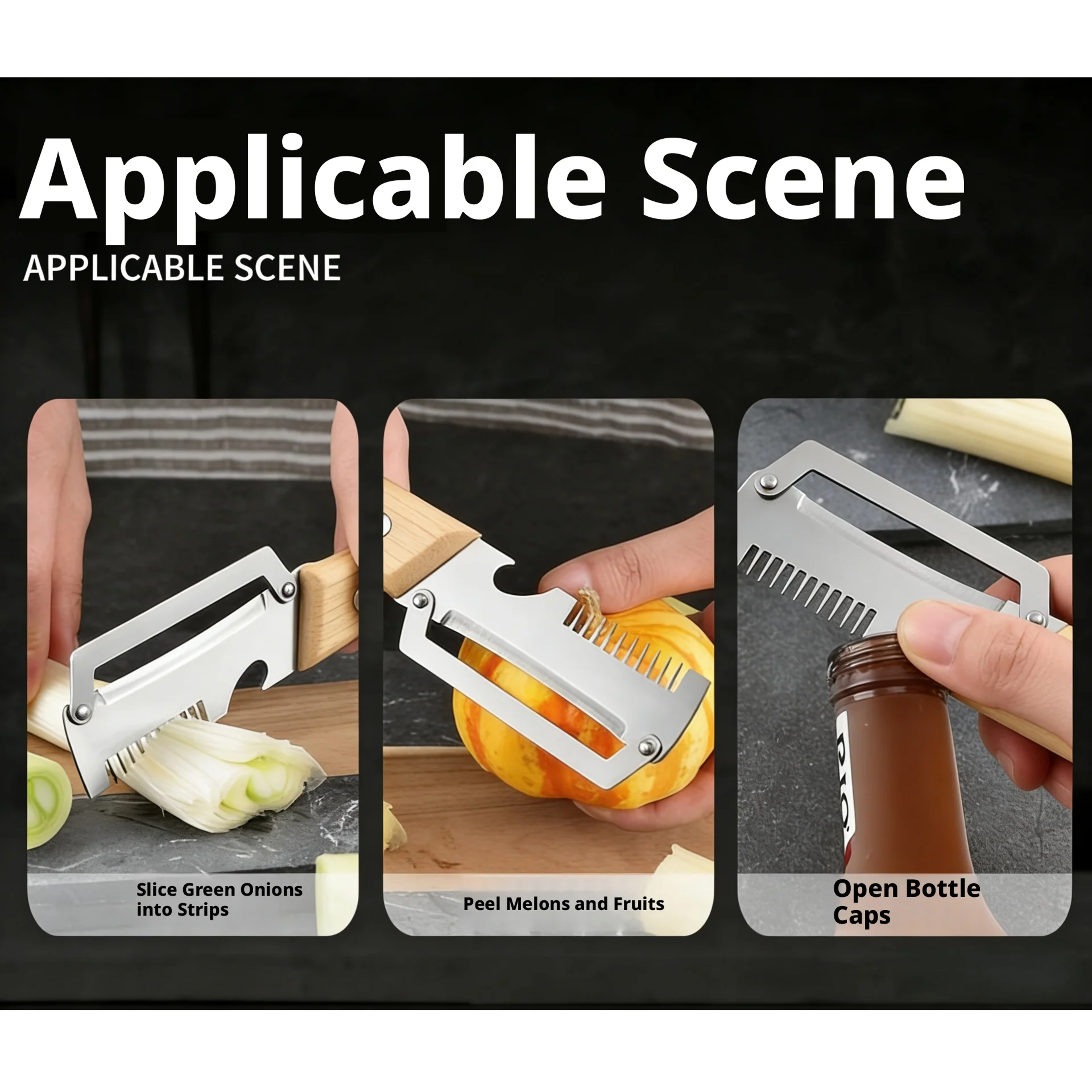 Ergonomic Wooden Handle Peeler And Stainless Steel Paring Knife For Fruits And Vegetables 4