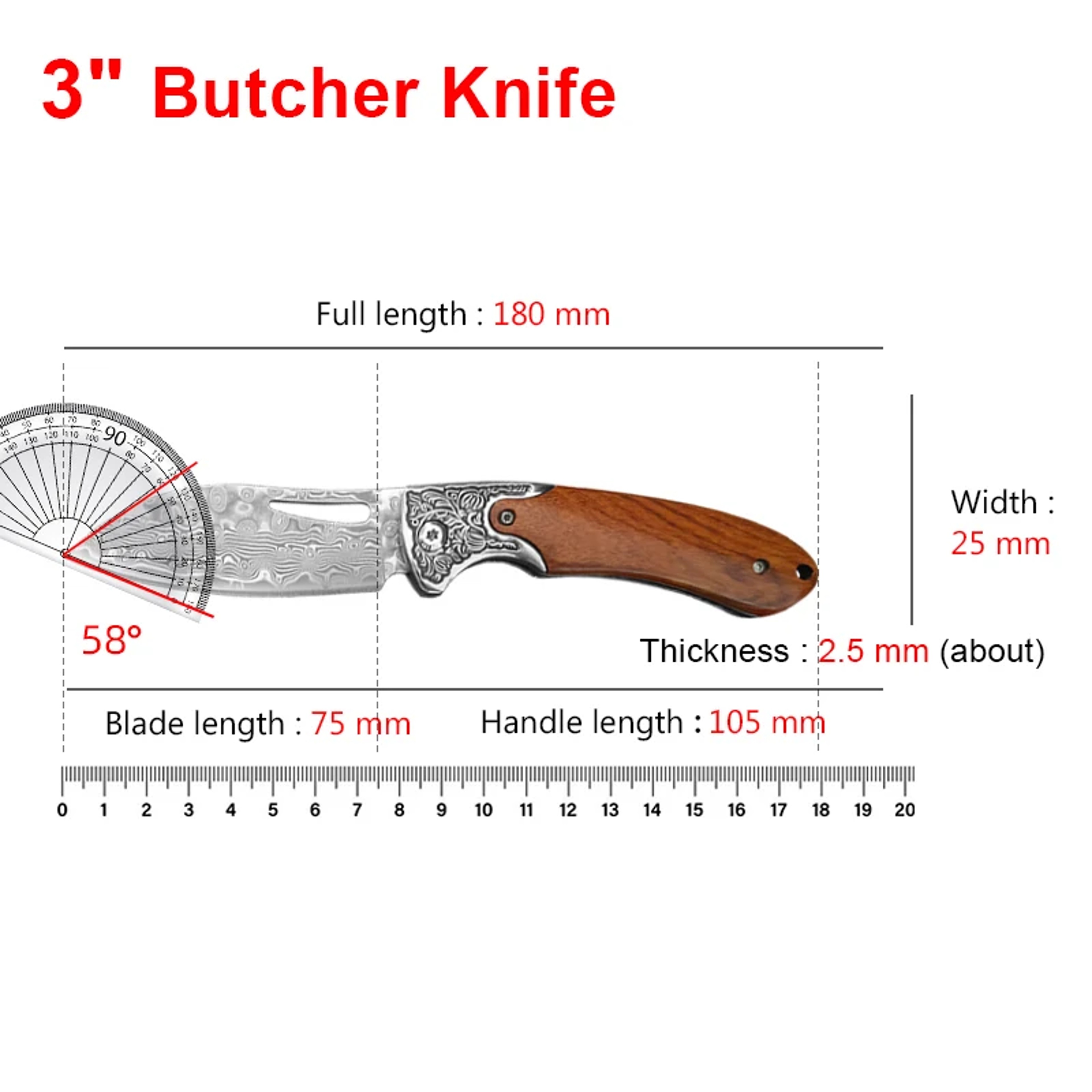 Folding Damascus Kitchen Cleaver Knife For Meat Vegetables And Fish 0
