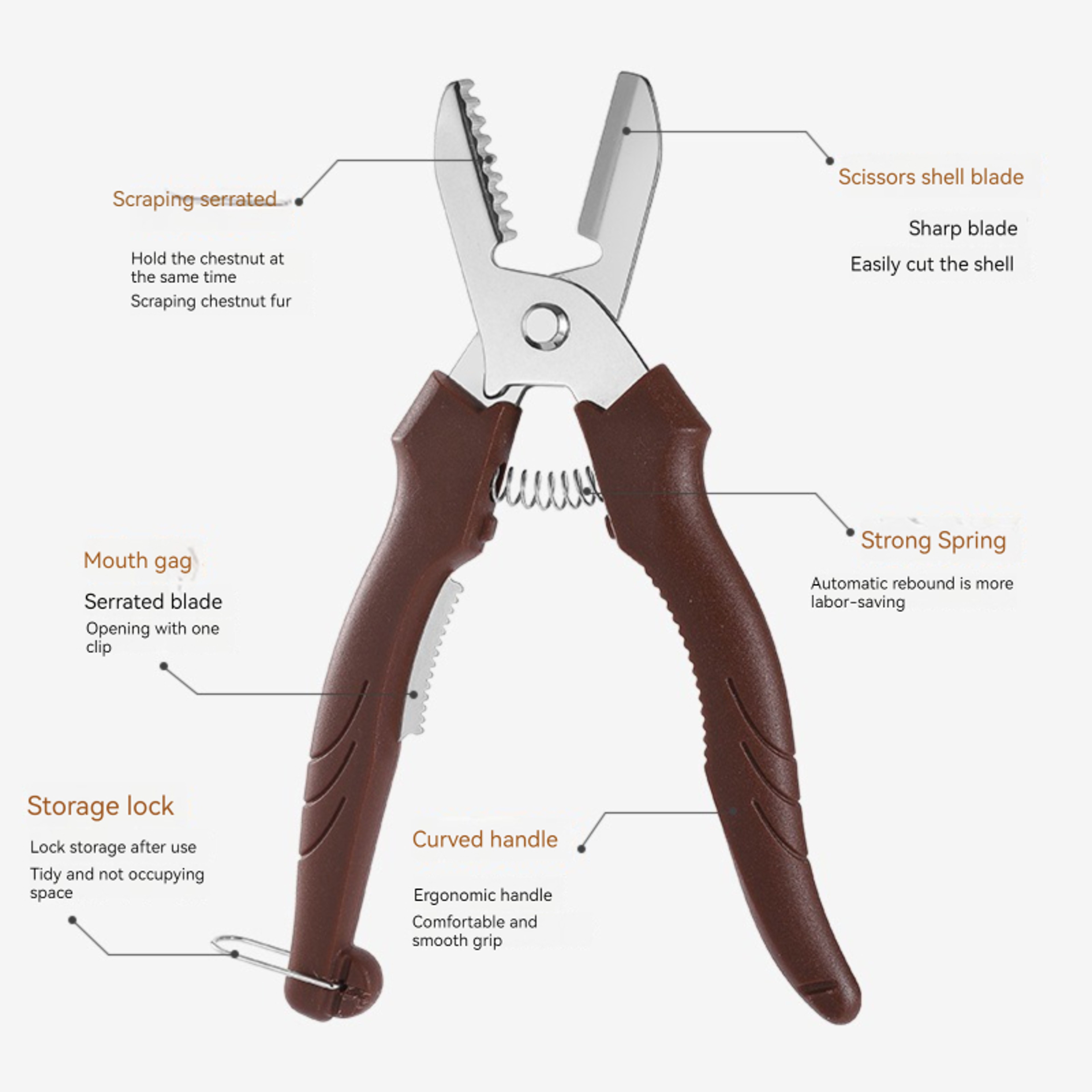 Premium Chestnut Scissors Peeler Easy chestnut peeler tool & nut shell opener for Kitchen – view 5