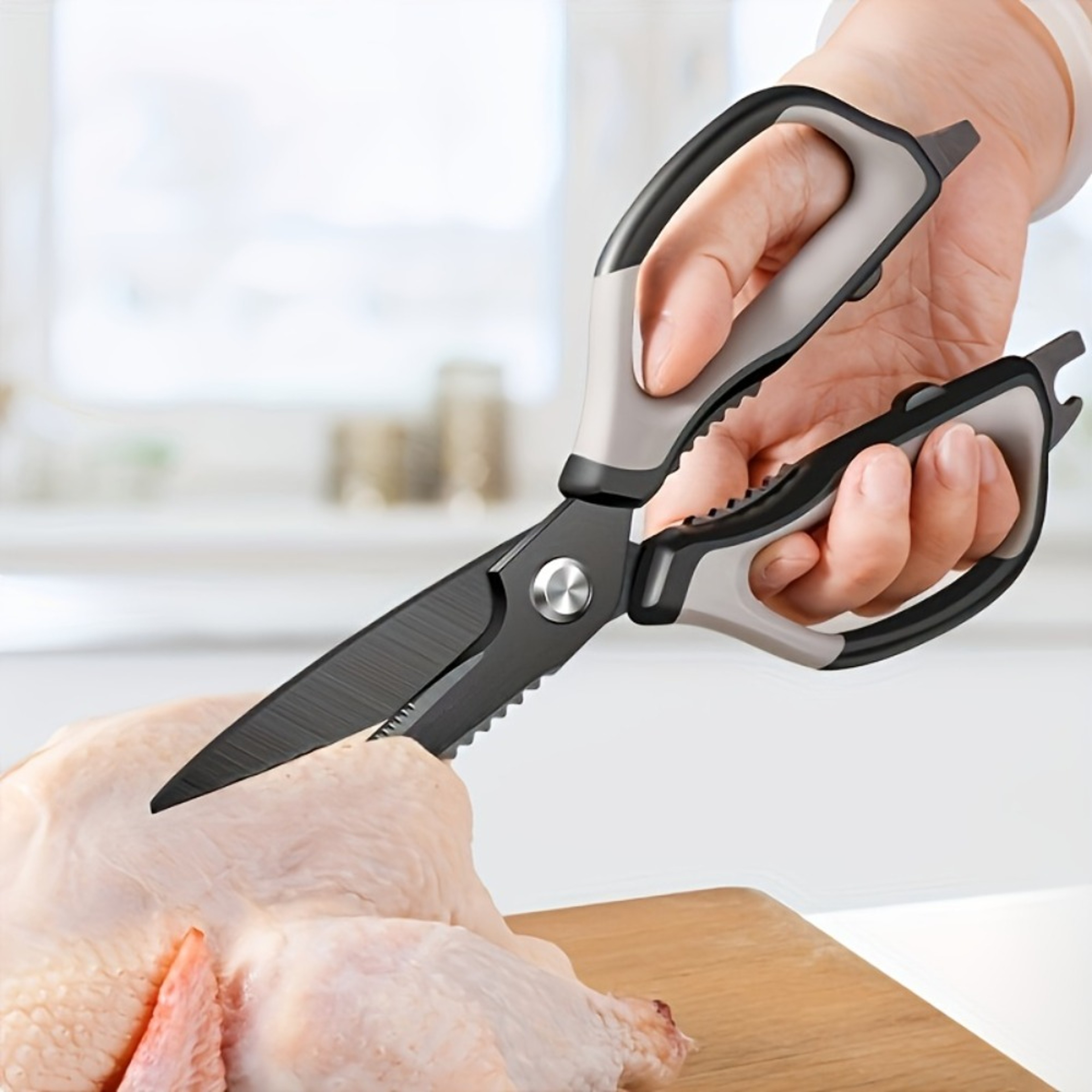 Black Titanium Stainless Steel Kitchen Shears with Bottle Opener | Heavy Duty Poultry Scissors – view 2