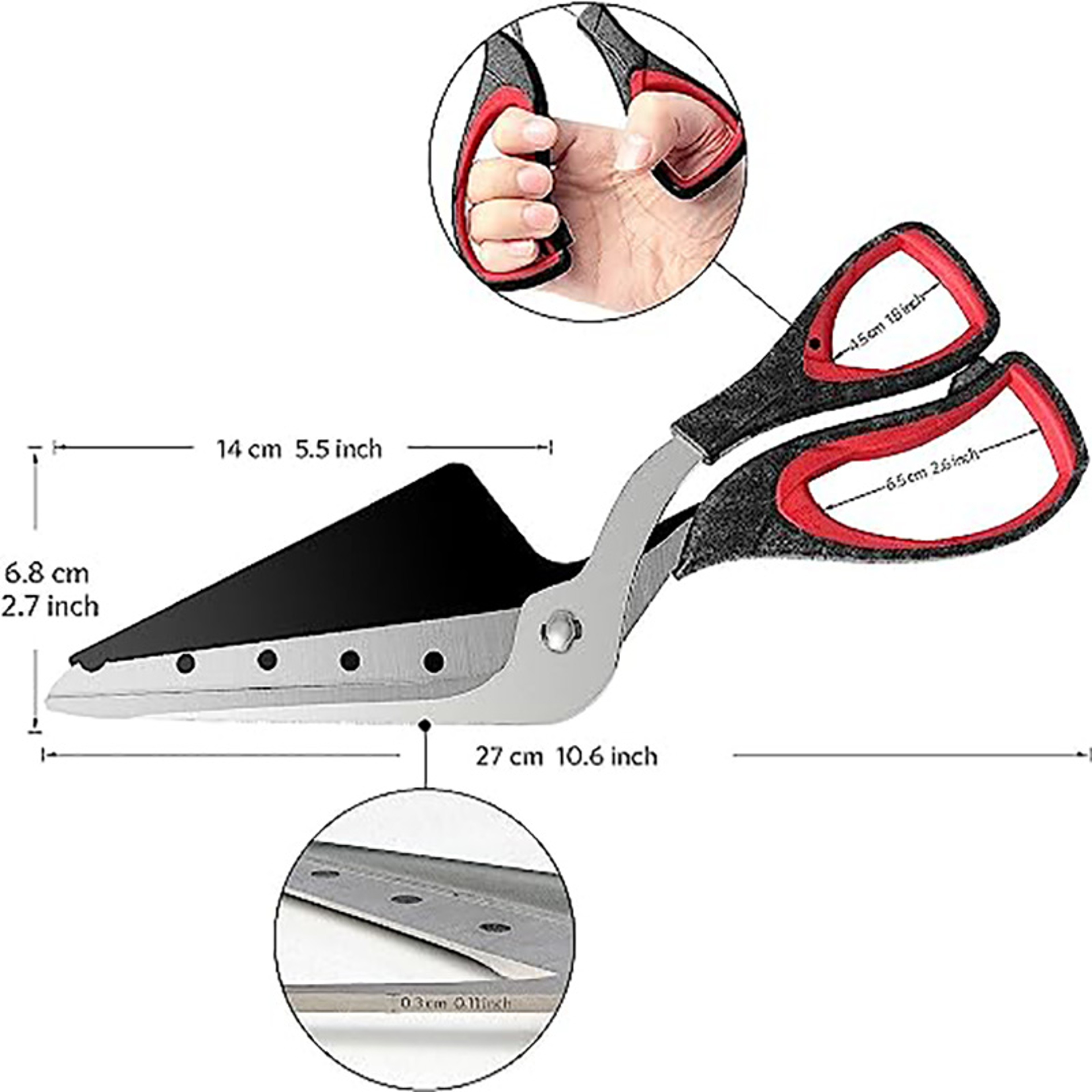 Ergonomic Pizza Scissors with Detachable Stainless Steel Blade, Easy Cut Kitchen Shears – view 3